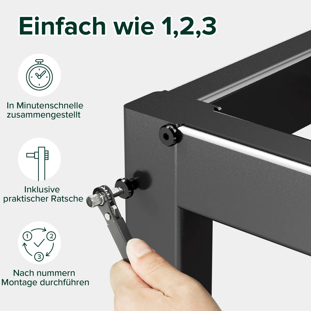 Zinus Elias Bettgestell 140x200 cm - Metallbett 140x200 mit Metall-Lattenrost - 36 cm Hohe Plattform mit Freiraum Darunter - Kein Boxspringbett Erforderlich - Einfache Montage - Schwarz
