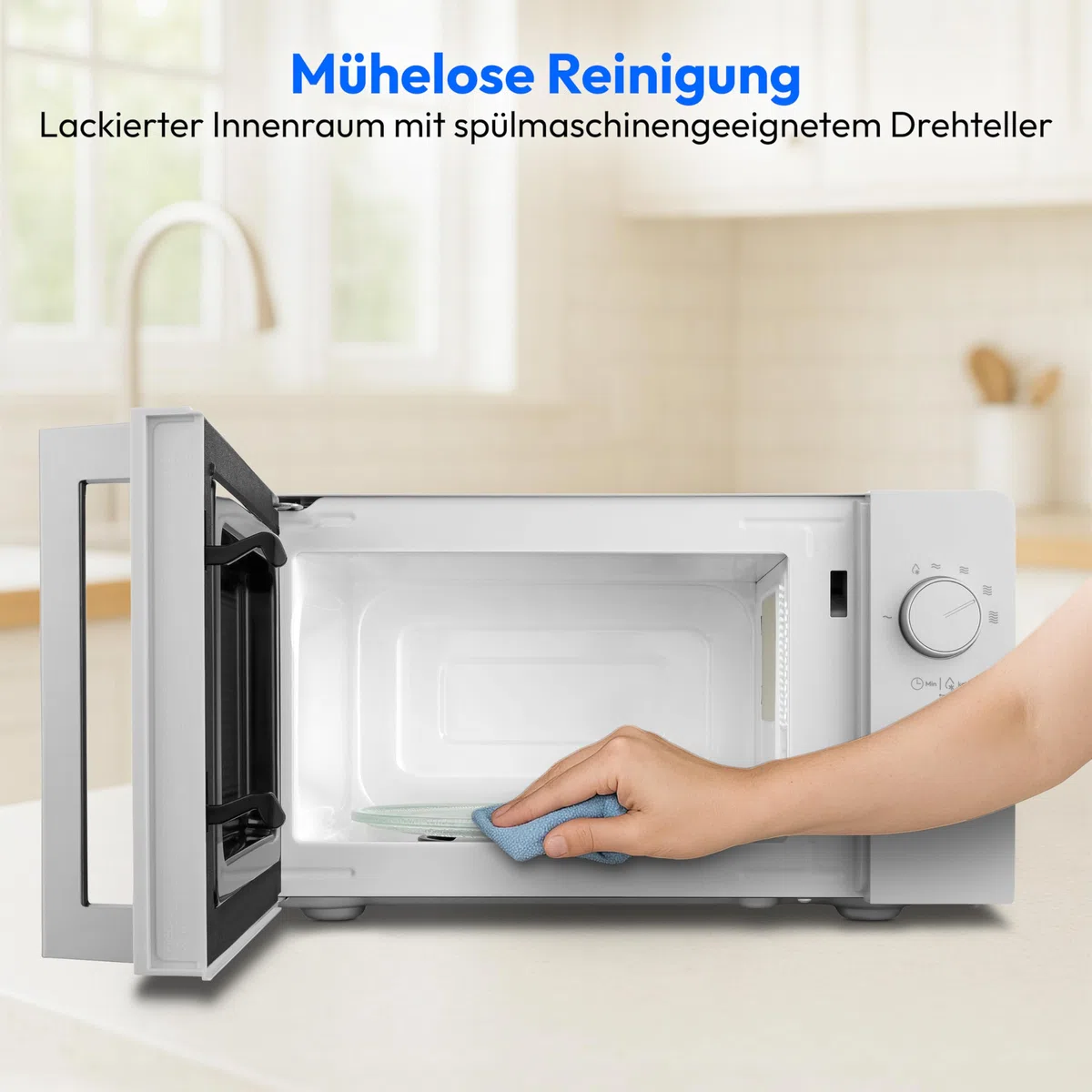 MEDION Mikrowelle klein (17 Liter, 700 Watt kompakt und platzsparend, 5 Mikrowellenstufen, Auftaufunktion, Timerfunktion, MD12211) light grau [MODELL 2025]