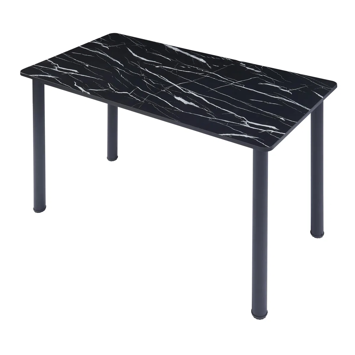 [en.casa] Esstisch Tammela Küchentisch für 4 Personen 120 x 60 cm Esszimmertisch rechteckige Tischplatte Stahlbeine Marmoroptik, schwarz