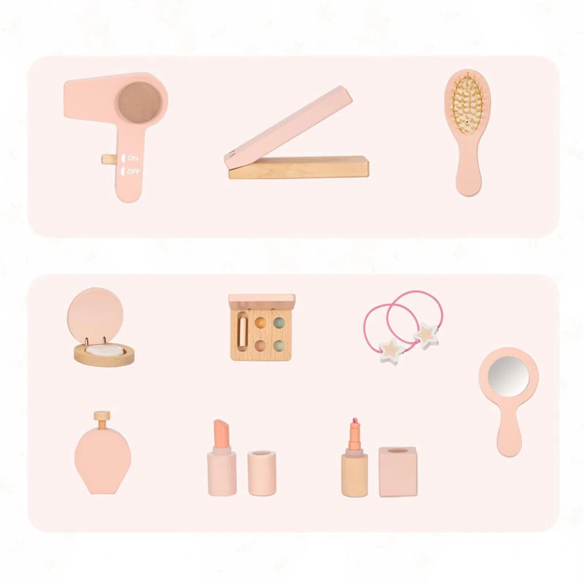 OOOK Schminktisch Kinder, Kinderschminktisch mit Hocker und Spiegel, Mädchen Frisiertisch aus Holz, Kinder Schminktisch für Mädchen ab 3 Jahre, Rosa