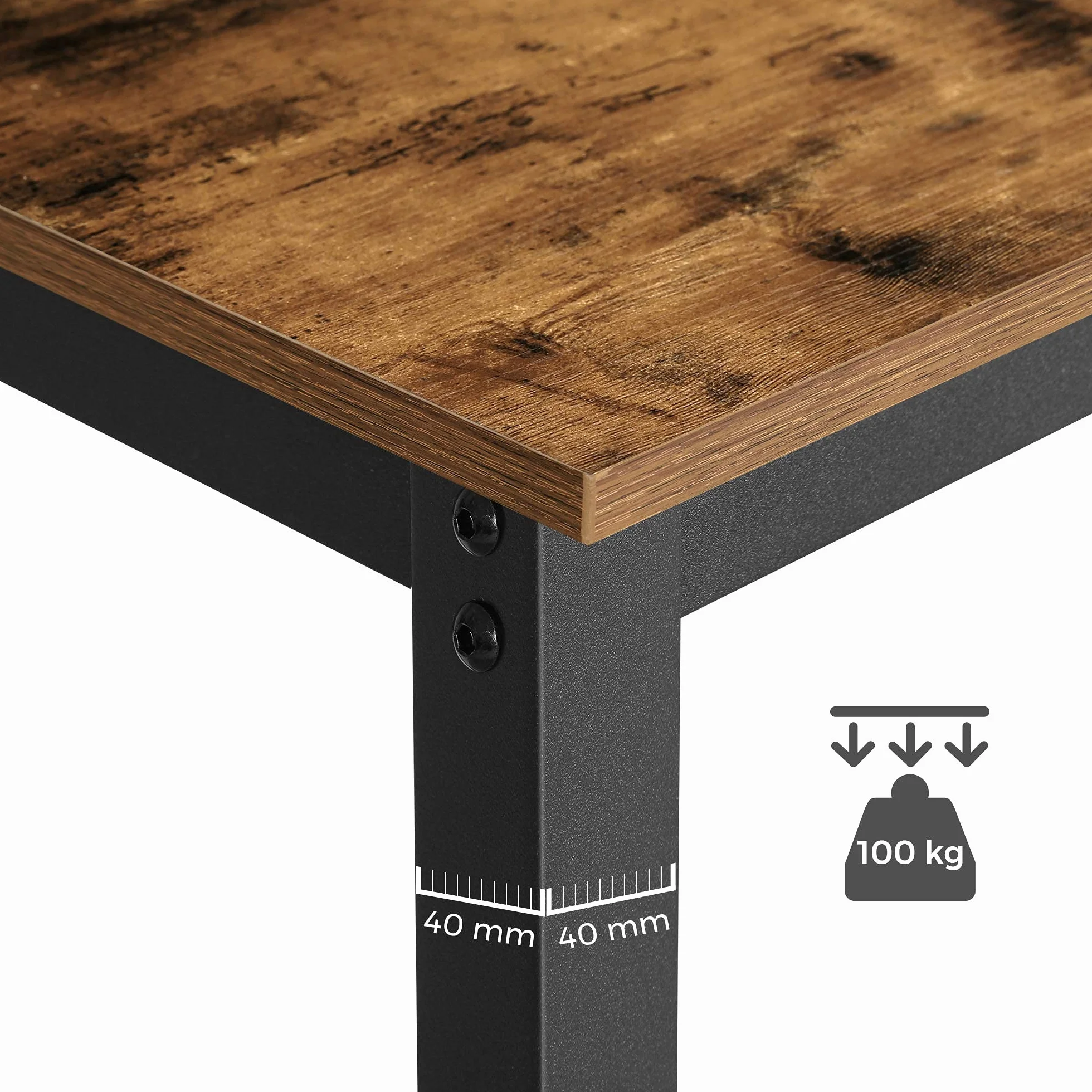 VASAGLE Bartisch-Set, Stehtisch mit 2 Barhockern, 120 x 60 x 90 cm, Küchentresen mit Barstühlen, Küchentisch und Küchenstühle im Industrie-Design, für Küche, vintagebraun-schwarz LBT15X