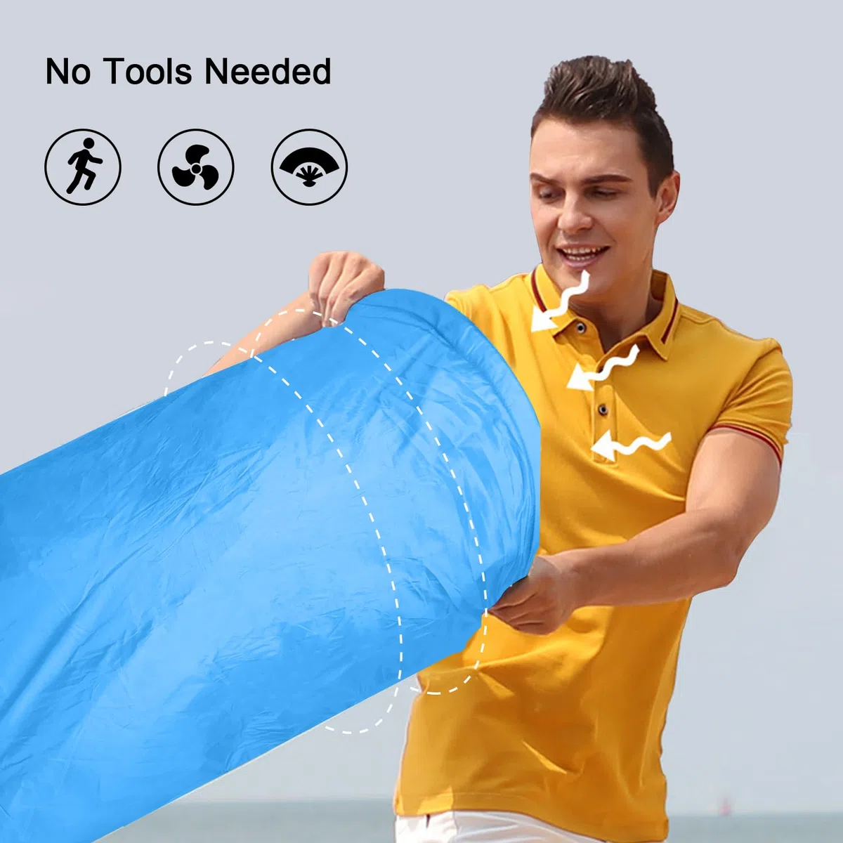 Aufblasbares Sofa für Land und Wasser, Luftsofa Faltbar Leicht, Aufblasbare Couch mit Tasche, Camping Sofa Für Garten Strand Picknick, Outdoor und Indoor, Blau