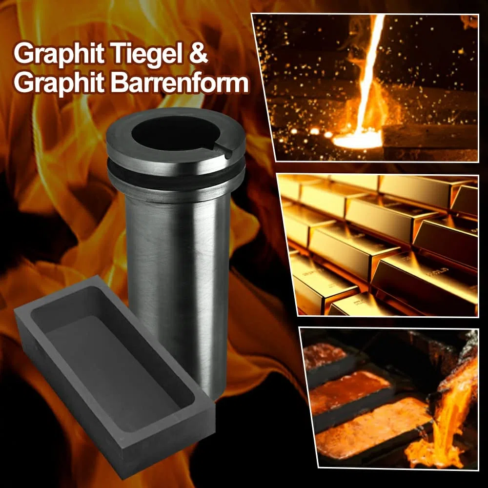 TOAUTO 3KG Digitale Schmelzofen 1400W 2000F, Automatischer Schmelzofen Kit mit Graphittiege und Graphit Barrenform, Schmelz Silber, Gold, Kupfer, Aluminium
