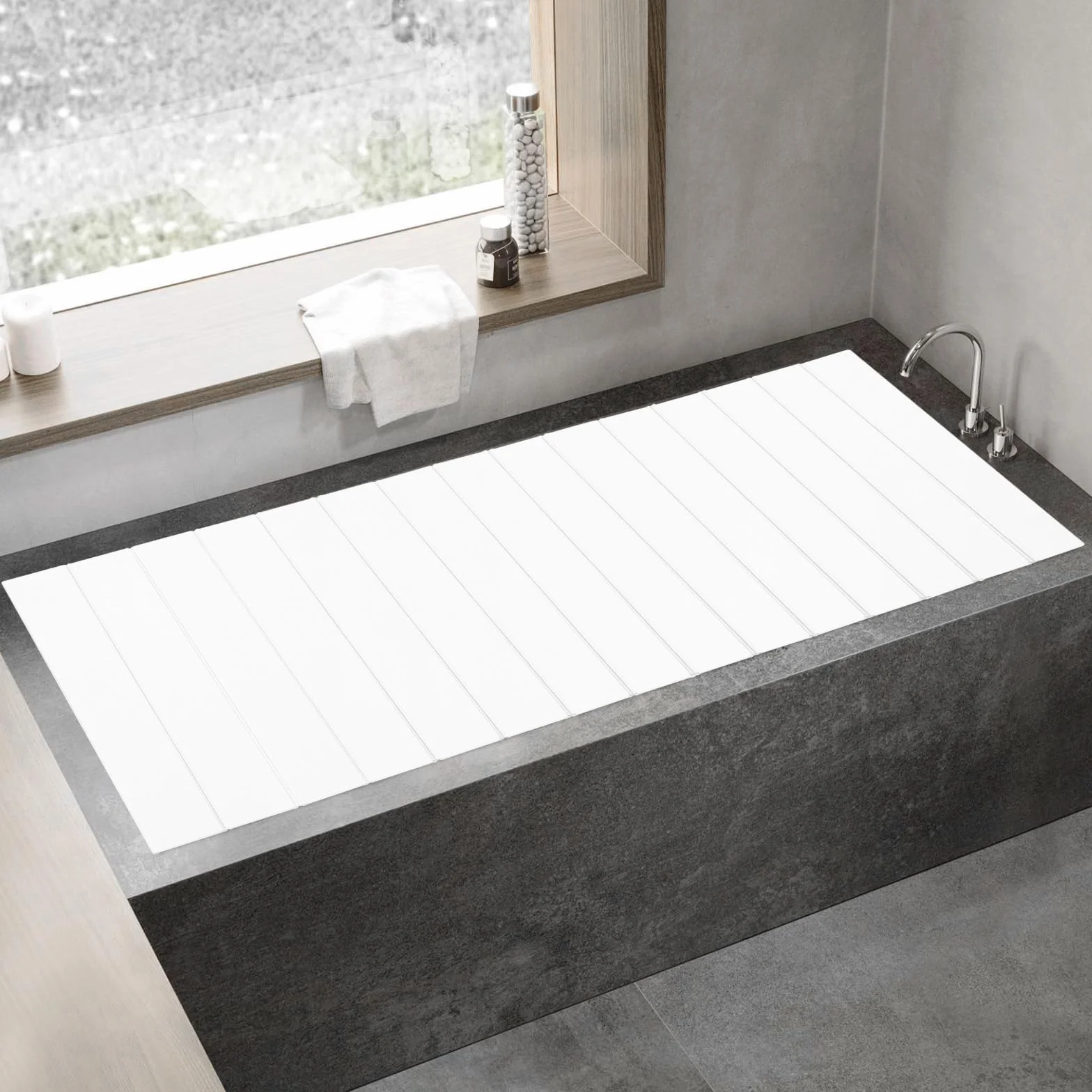 MINRS Badewannenabdeckung Faltbare Badewanne Brett Wasserdicht Staubdicht 160 x 70 x 0,65cm Isolierung PVC Badewannen Maximale Tragfähigkeit 5kg für Hause, Badezimmer, Spa, Weiß