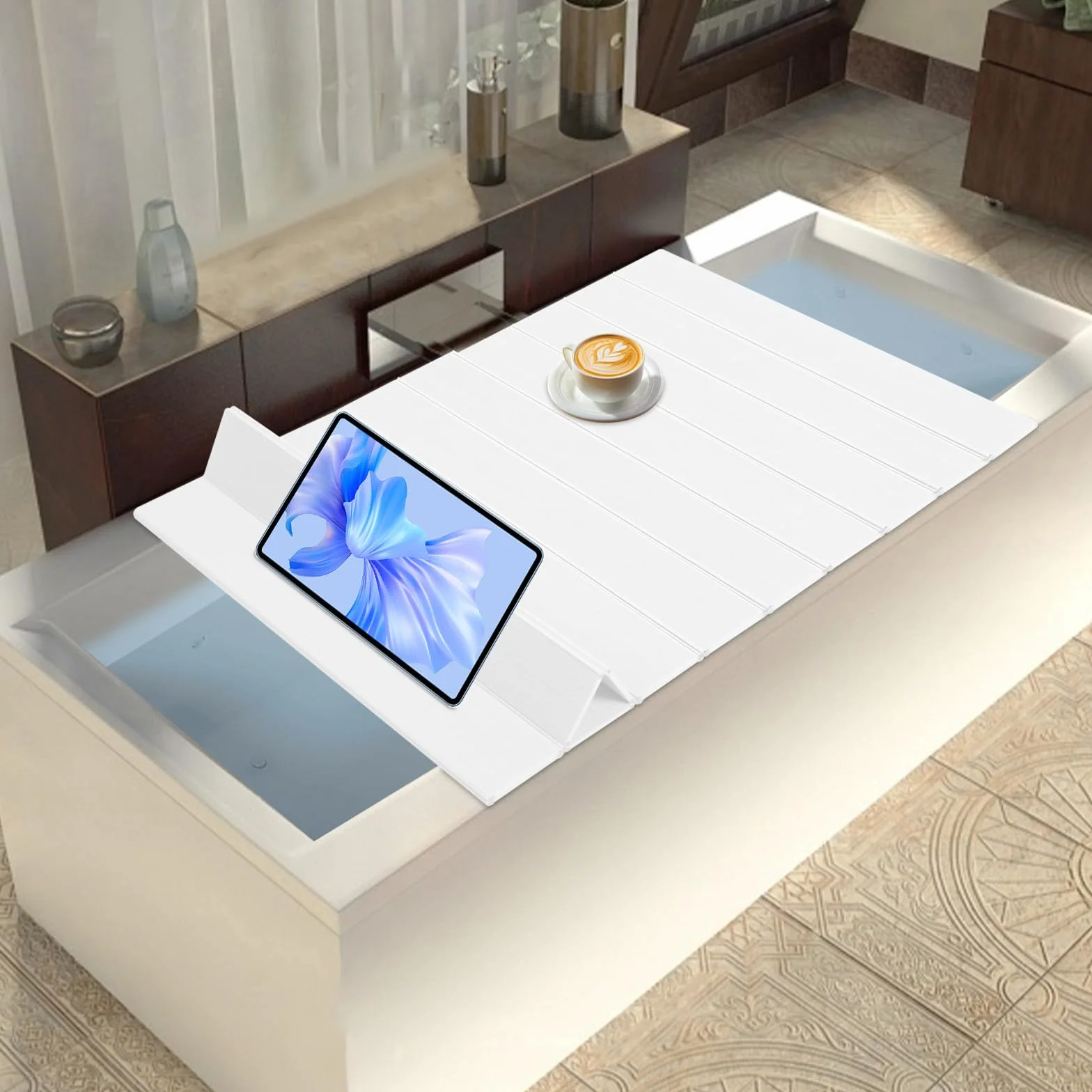MINRS Badewannenabdeckung Faltbare Badewanne Brett Wasserdicht Staubdicht 160 x 70 x 0,65cm Isolierung PVC Badewannen Maximale Tragfähigkeit 5kg für Hause, Badezimmer, Spa, Weiß