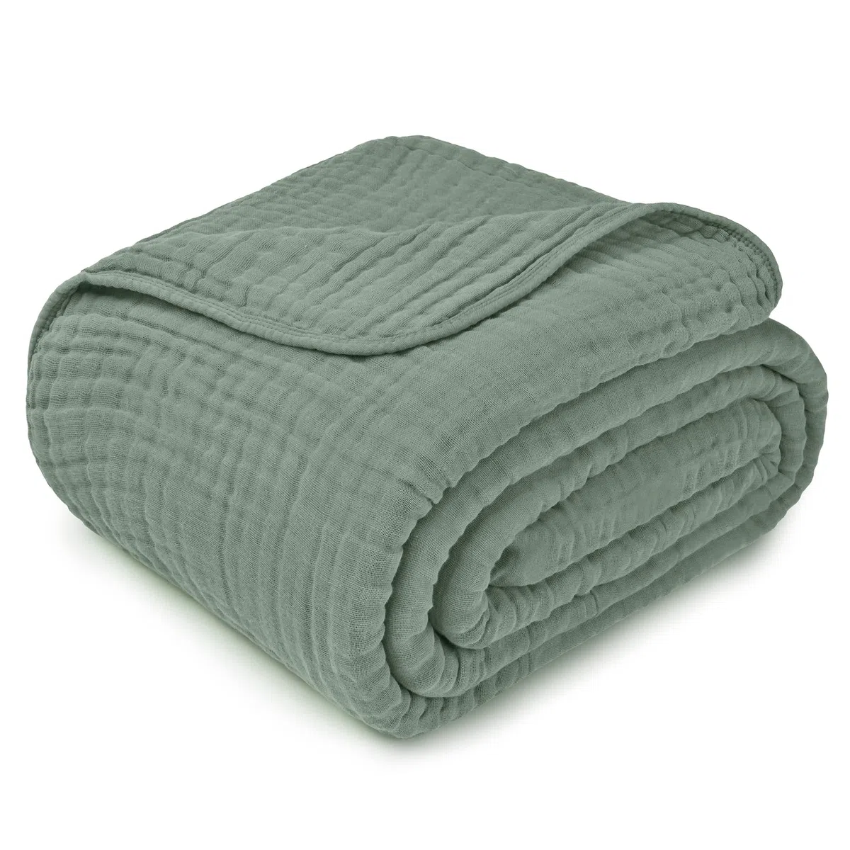Musselin-Decke für Erwachsene, extra groß, King-Size-Größe, 279 x 228 cm, 6-lagig, kühlende Baumwolle, weich, atmungsaktiv, warm, Überwurf für Schlafzimmer, Wohnzimmer, Couch (Farn, King – Musselin)