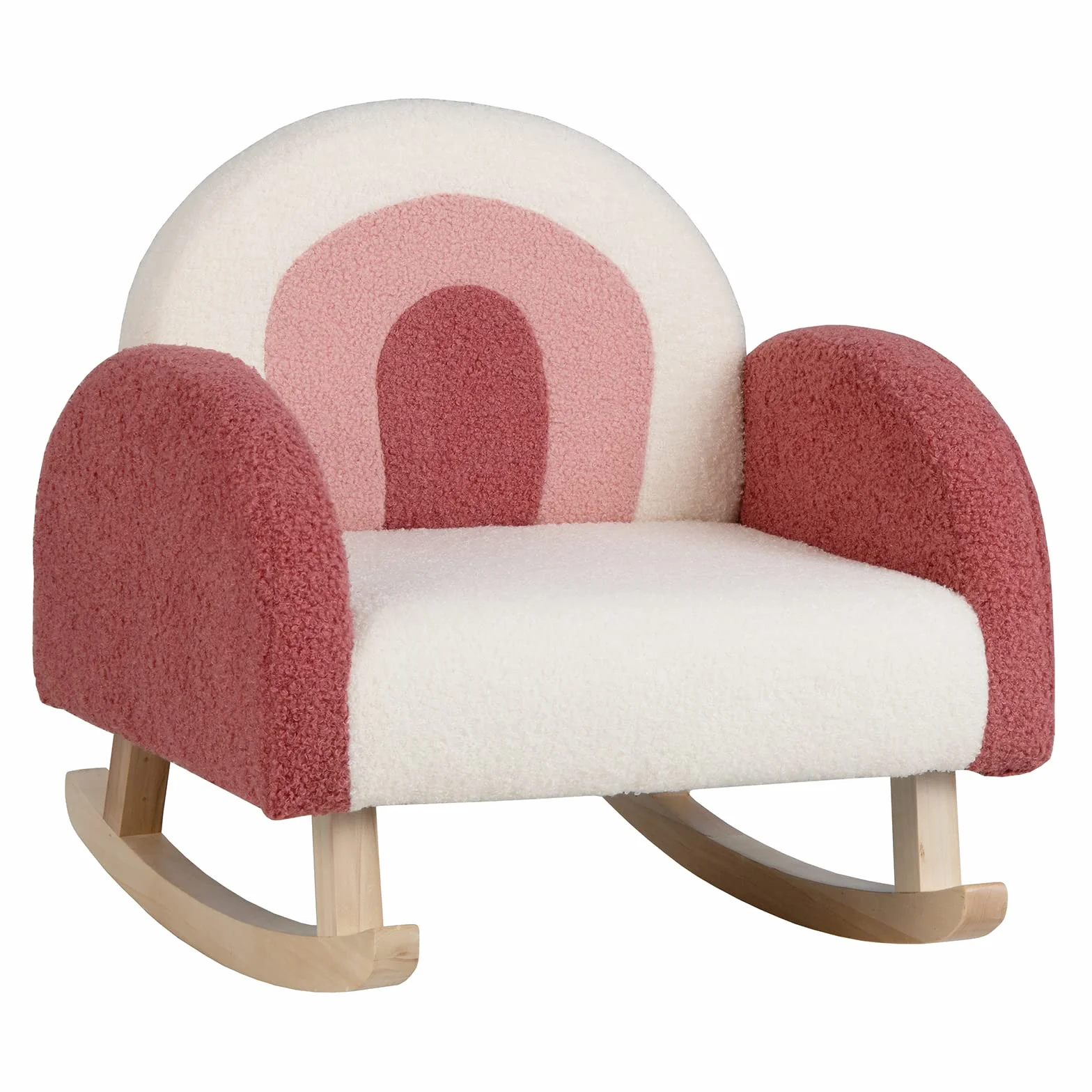 LIFEZEAL Kindersofa Schaukelstuhl, Kindersessel aus Teddy Samtmaterial & Massivholzbeinen, Mini Sofa für Mädchen & Junge, Kinderstuhl für Kleinkinder 3–5 Jahre (rosa)