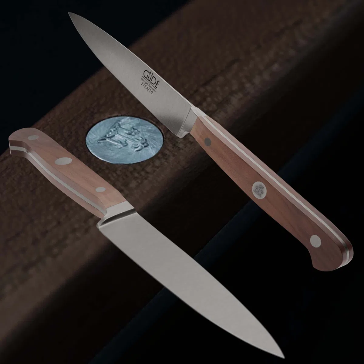 GÜDE Solingen Tradition - Spickmesser geschmiedet, 10 cm, Pflaumenholz, F.GÜDE, Office Messer, Handmade Germany, Braun