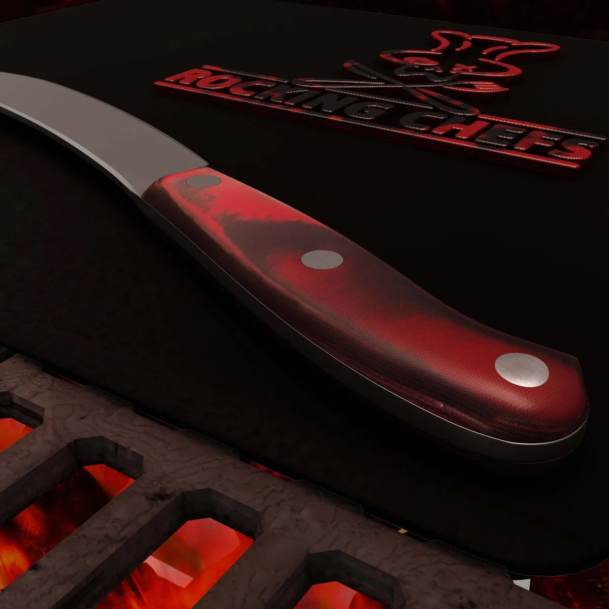 Giesser seit 1776 - Made in Germany - Spickmesser 10 cm Rocking Chefs, PremiumCut Office No 1, Officemesser, Micarta, rot, genietet, rostfrei, deutsches Grillmesser scharf