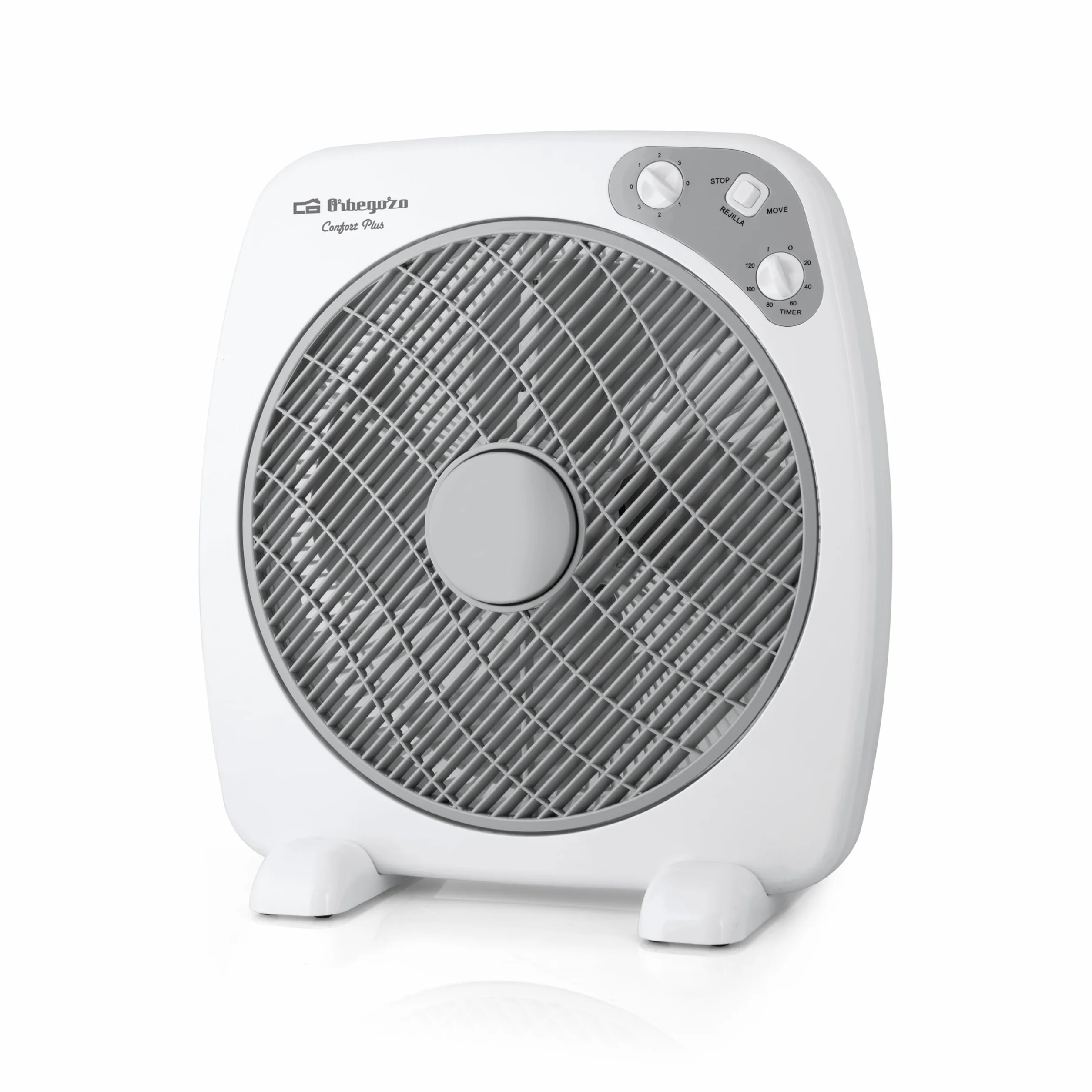 Orbegozo BF 0140 - Ventilator Box Fan mit 3 Geschwindigkeiten, Drehfunktion, Timer, Blattgröße von 40 cm, 60 W, Schwarz