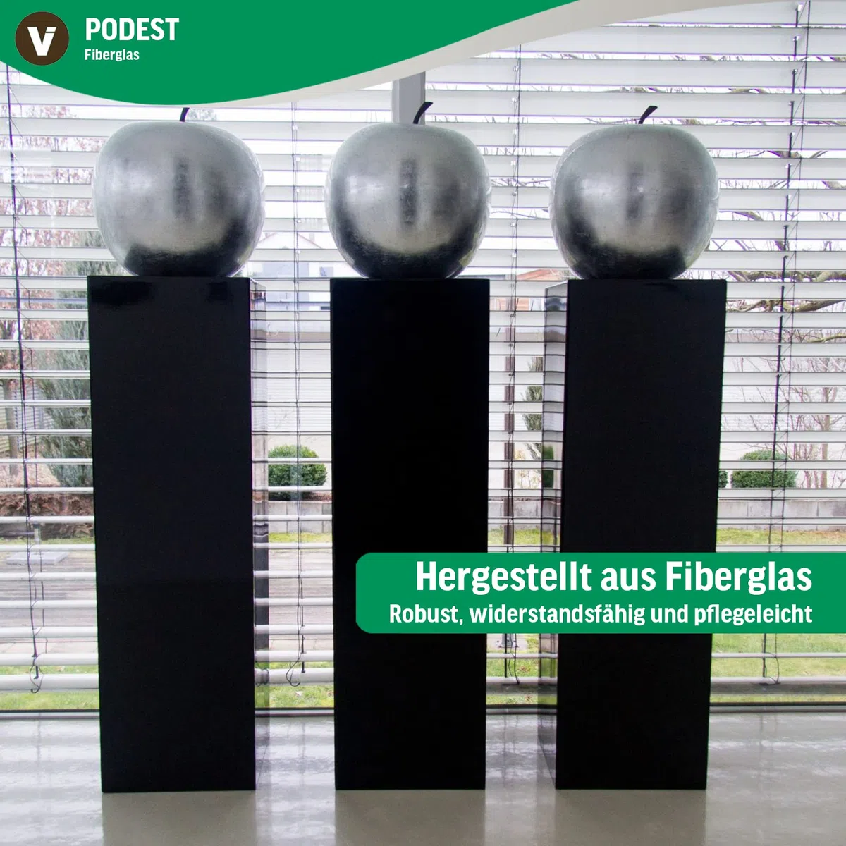 VIVANNO Podest Dekosäule Blumenständer Fiberglas Weiß Hochglanz 30x30x100 cm für Pflanzen und Deko