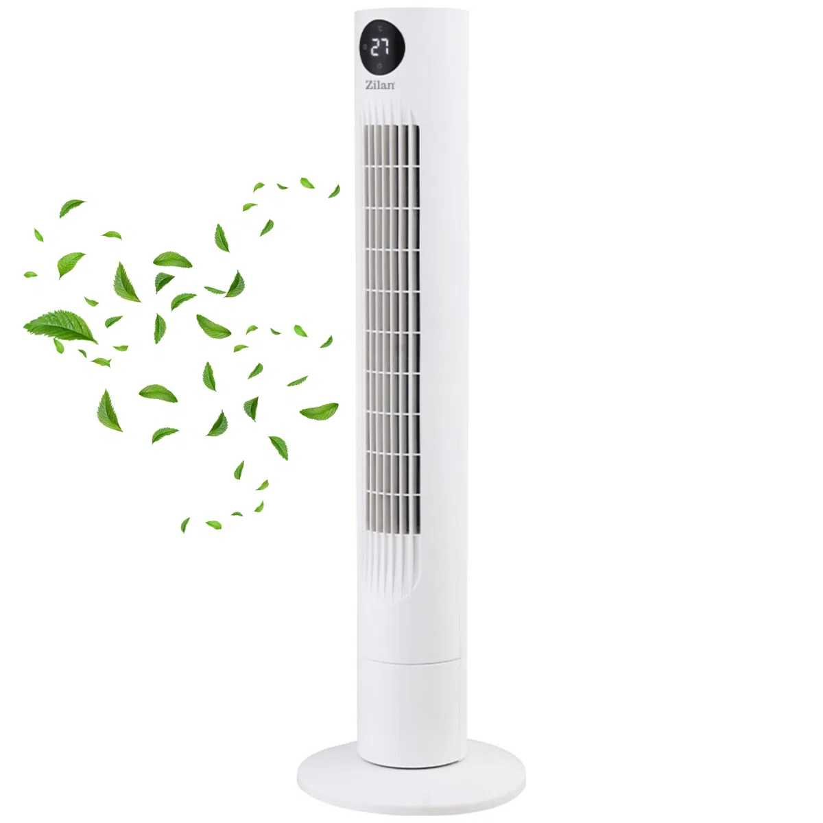 Zilan Turmventilator sehr leise mit Kühlung Standventilator energiesparend Säulenventilator mit Fernbedienung 3 Modi Ventilator Oszillierend 12h Timer LED-Display Tower Fan Aircooler Bodenventilator