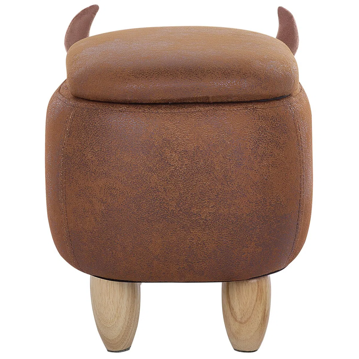 Beliani Tierhocker Kuh Kinderhocker Fußhocker Deko Hocker für Kinderzimmer mit Deckel Braun Cow