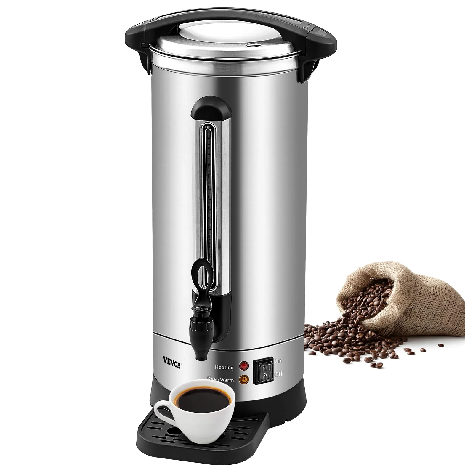 VEVOR Kommerzielle Heißgetränkespender Kaffee Heißwasserspender 110 Tassen, 1500 W Warmhaltebehälter Heißwasserspender 16,4 L Warmhaltebehälter Säfteimer für Büro, Partys, Café, Picknicks usw.