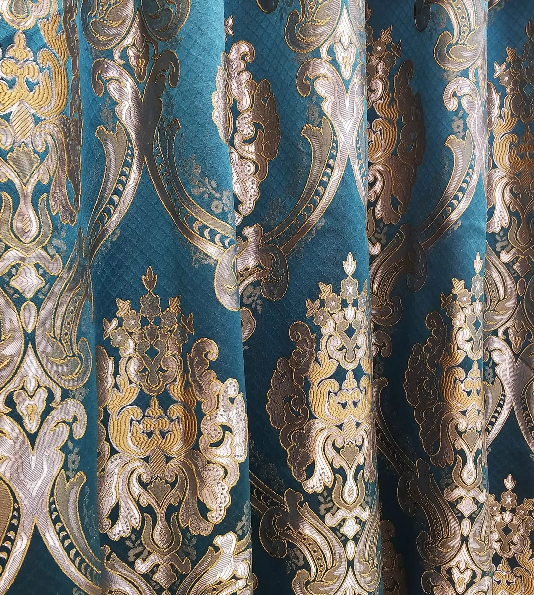 GOHD Luxe Love Jacquard-Fenstervorhang mit angenähtem ausgefallenem Volant, 2-teiliges Set (Huntergrün, 137,2 cm breit x 213,4 cm lang, mit 45,7 cm Volant, 2 Stück)