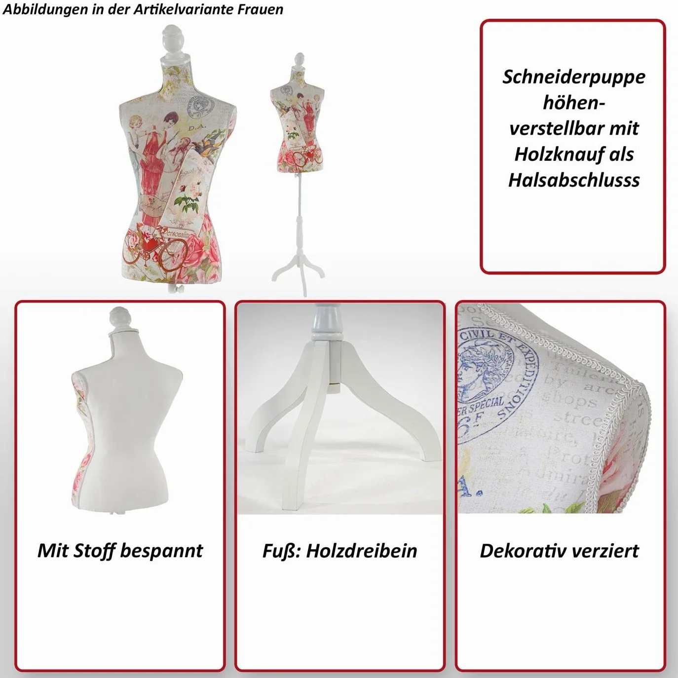 Schneiderpuppe T222, Schaufensterpuppe Torso weiblich, Fiberglas - Frauen