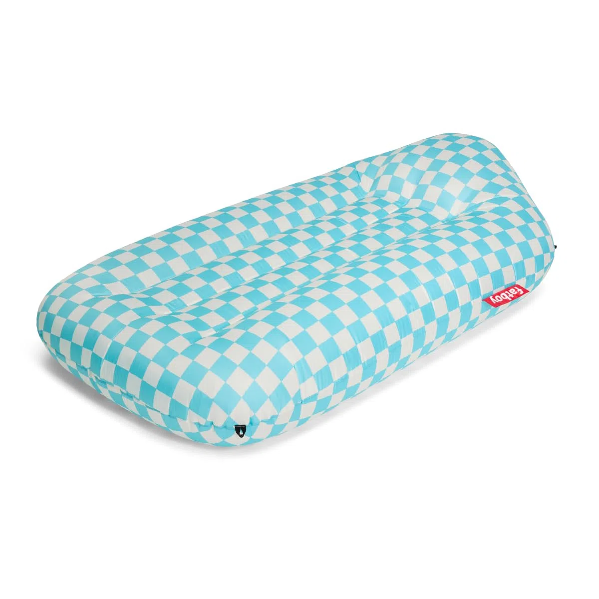 Fatboy Lamzac L Luftmatratze - Aufblasbares Luftbett - Keine Luftpumpe Nötig - Indoor & Outdoor Inflatable Mattress- Wasser- & Schmutzabweisendes Sofa - Polyester - 195 x 112 x 50 cm - Azur-Weiß Karo