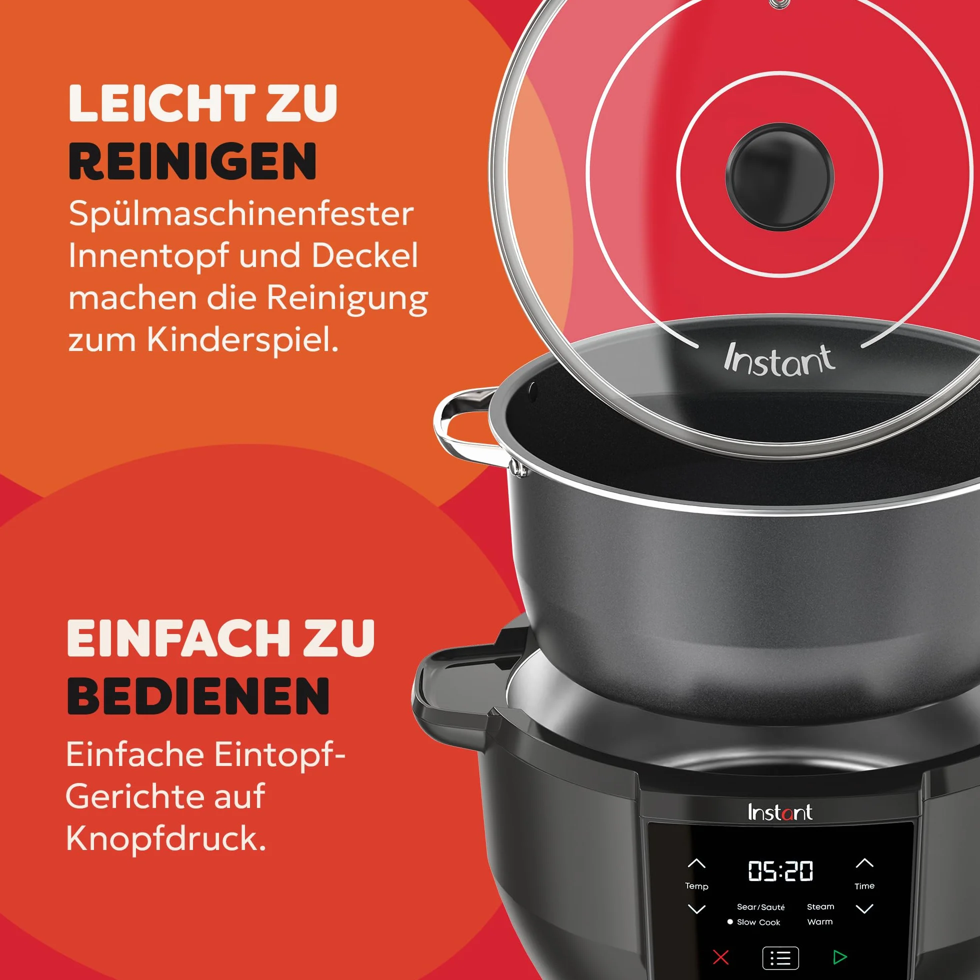 Instant Pot – Superior Schongarer – 7,1L Multikochsystem mit Einstellungen für Schongaren, Anbraten, Dämpfen und Warmhalten, antihaftbeschichteter Innentopf