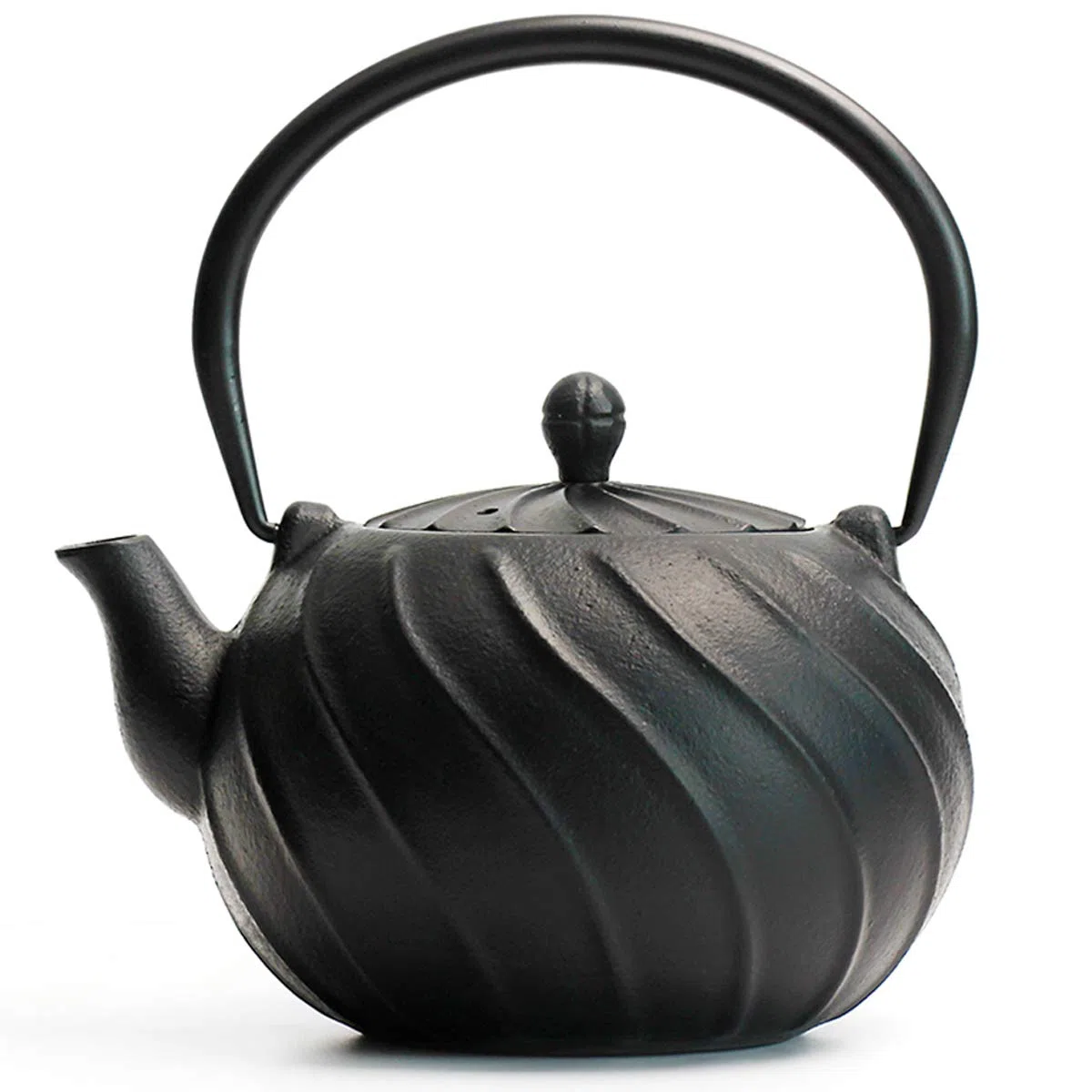 TOPTIER Japanischer Gusseisen-Tee-Kessel mit Infuser für lose Blätter und Teebeutel, Gusseisen-Tee-Kessel mit emaillierter Innenausstattung für 40 oz (1200 ml), Mitternachts-Schwarz