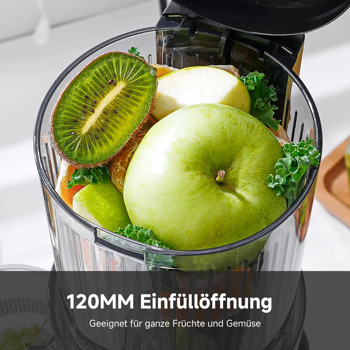 AMZCHEF Leicht zu Reinigender Entsafter mit 2 Gläsern - Slow Juicer