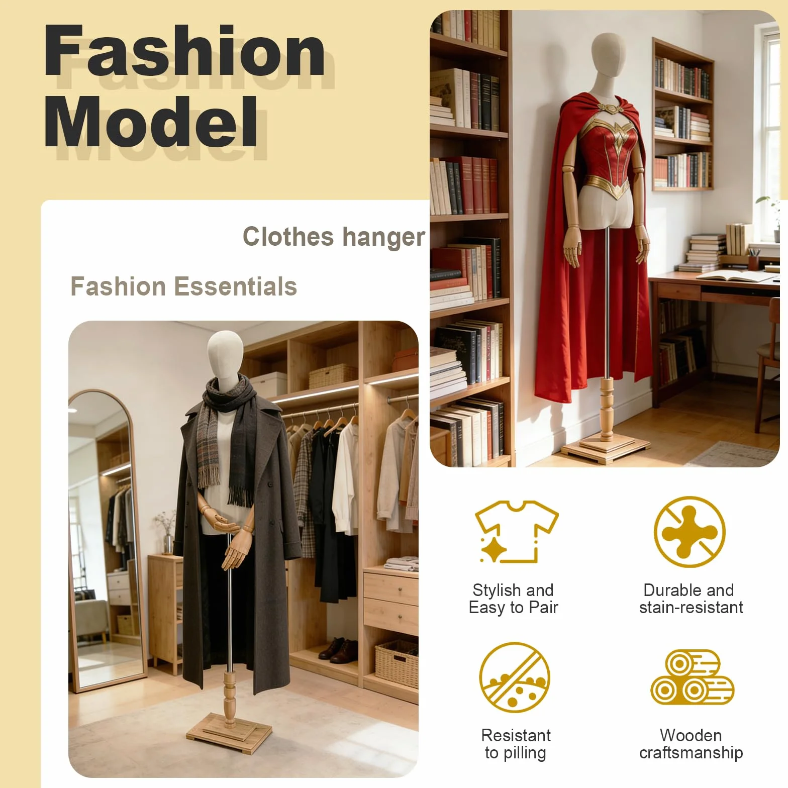 Schaufensterpuppe, Mechanische Arme und Finger Schneiderpuppe Damenbüste Torso Körper Weiblich, Höhenverstellbar Mannequin für Bekleidungsgeschäft, Kleiderständer, Boutique, Weiß