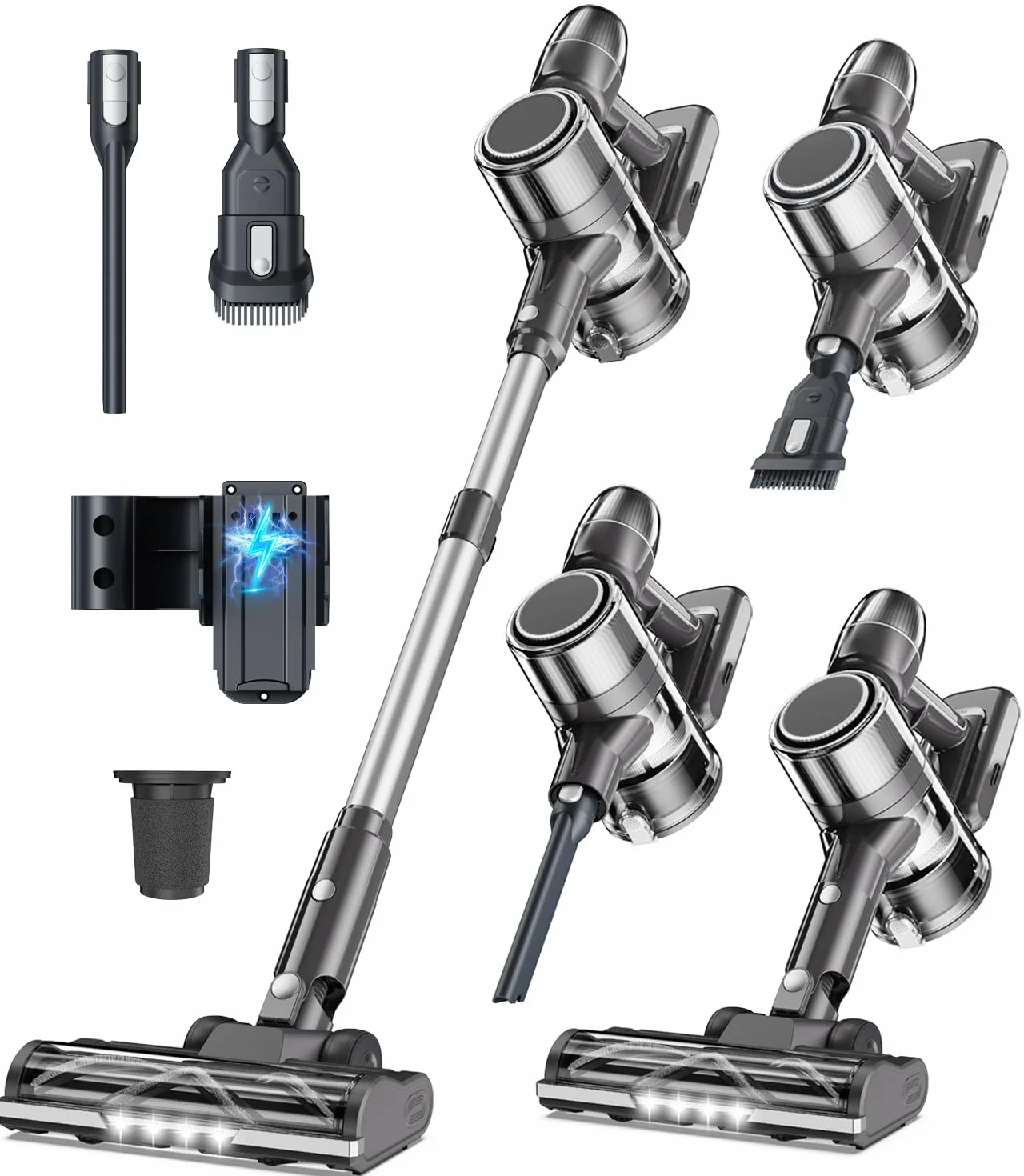 Akku Staubsauger Kabellos Akkustaubsauger Akkusauger - Kabelloser Stabstaubsauger Elektrische Sauger Kehrbesen mit Ladestation Cordless Vacuum Cleaner Für Tierhaare Teppich Beutellos Stielstaubsauger