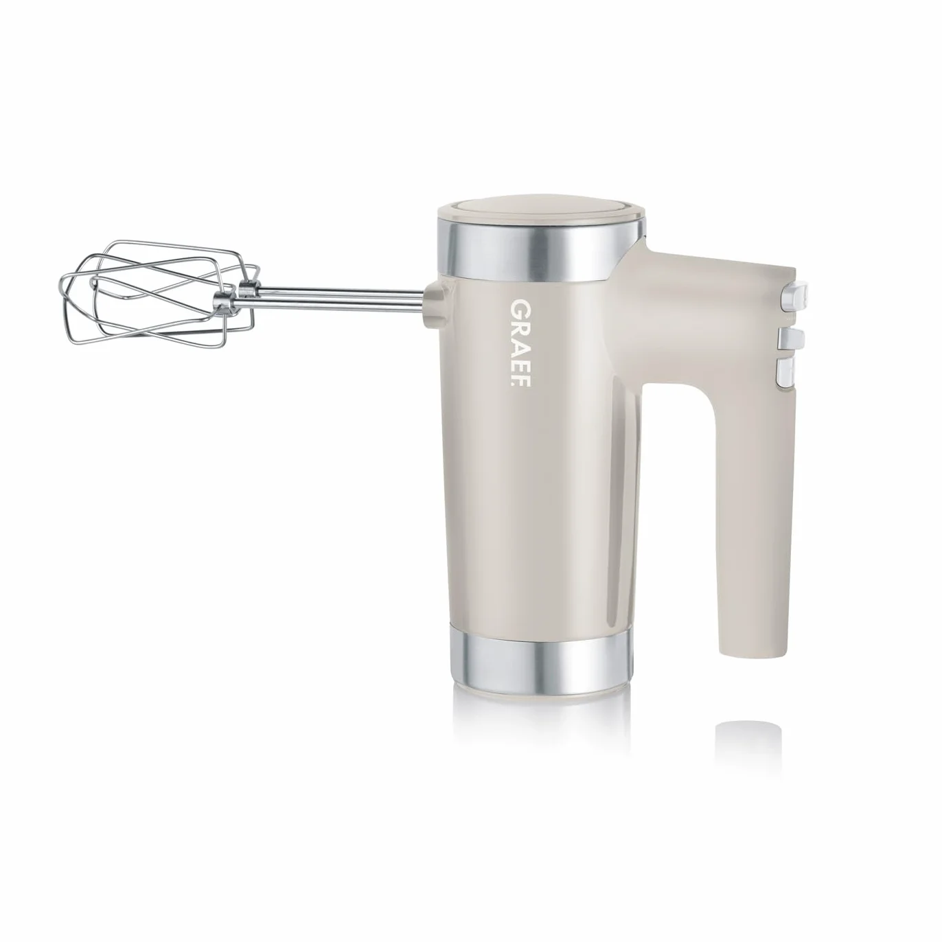 GRAEF Handmixer HM508 Taupe, 7 Geschwindigkeitsstufen Turbo-Taste, Leise im Betrieb, Auswurftaste – Handrührgerät, Extrahohe Knethaken auch für tiefe Schüsseln