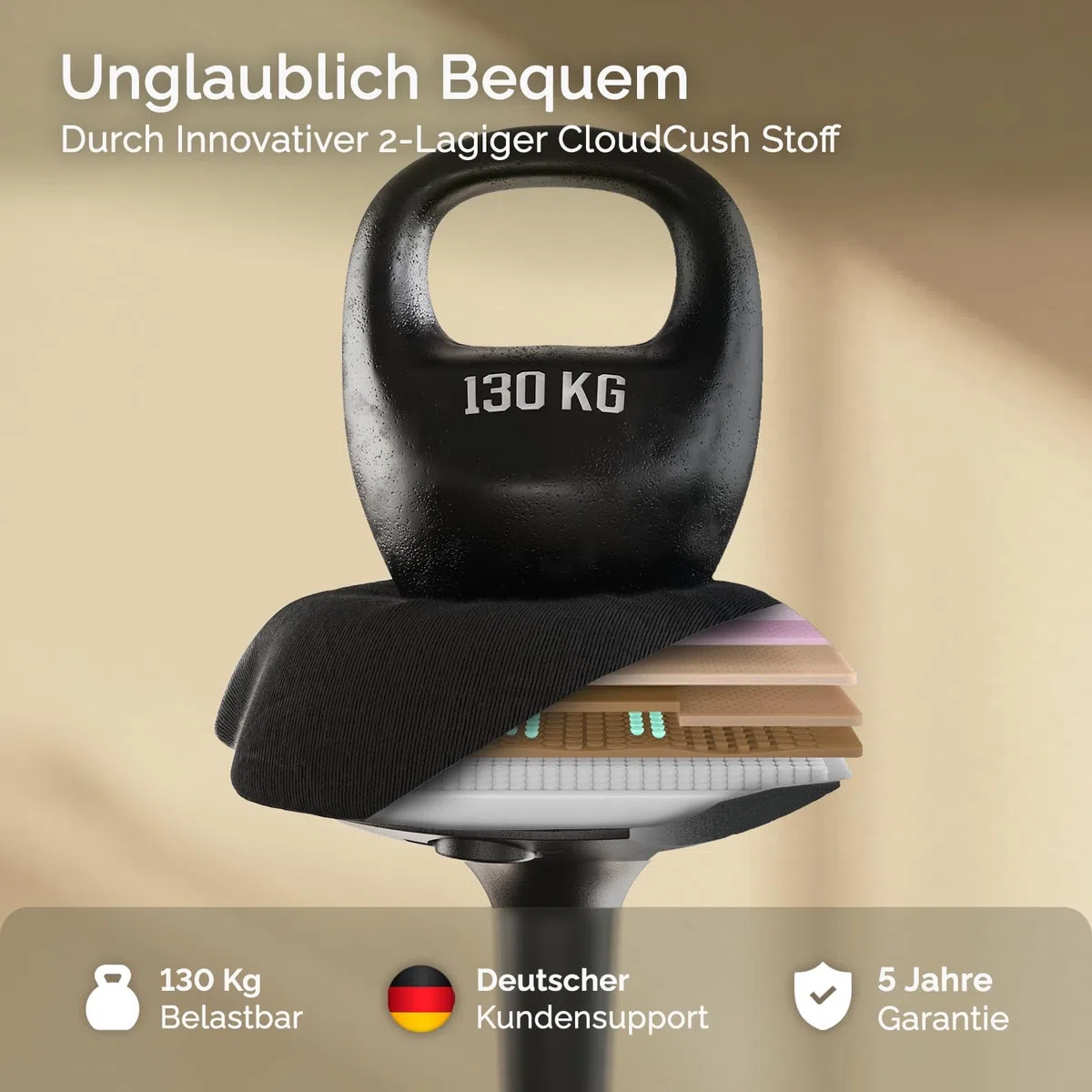 Wobble Ergonomischer Sitz- & Stehhocker [ORIGINAL] – Höhenverstellbarer Bürohocker & Stehhilfe mit Wipp- & Wackelfunktion, Arbeitshocker zur Vorbeugung von Rücken- und Nackenschmerzen