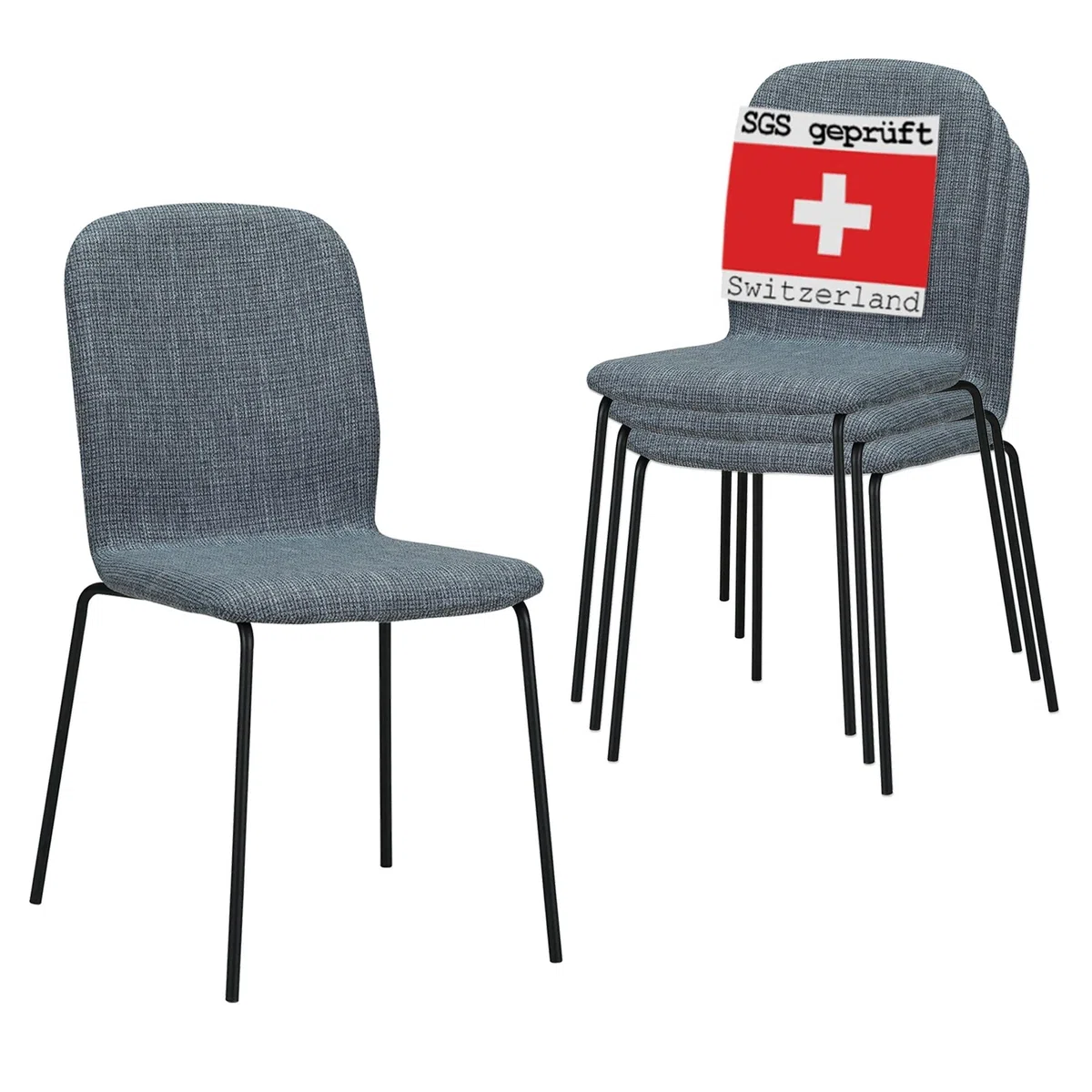 ALBATROS Esszimmerstühle 4er Set ENNA, grau - stapelbar, bequemer Polsterstuhl - Eleganter Küchenstuhl, Stuhl Esszimmer oder Esstisch Stuhl, Konferenzstuhl