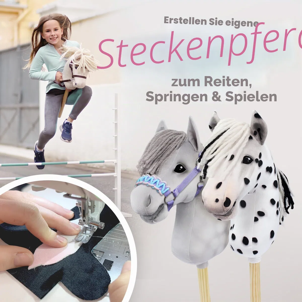 kullaloo Bastelset für Hobby-Pferde zum Selbermachen: Machen Sie ein Leoparden-Pony mit Halfter und Leinen. Inklusive Schnittmuster mit PES- und SVG-Dateien