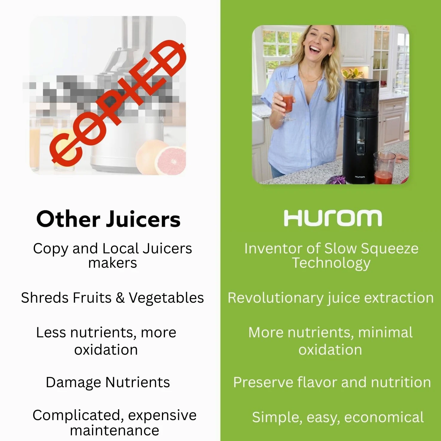 Hurom E50ST Neuer Slow Juicer | Elektrische Kaltpresse | Entsafter für Gemüse & Obst | 1.6L Kapazität | Automatische Entsaftungsfunktion | BPA-frei | 10 Jahre Garantie | 150W