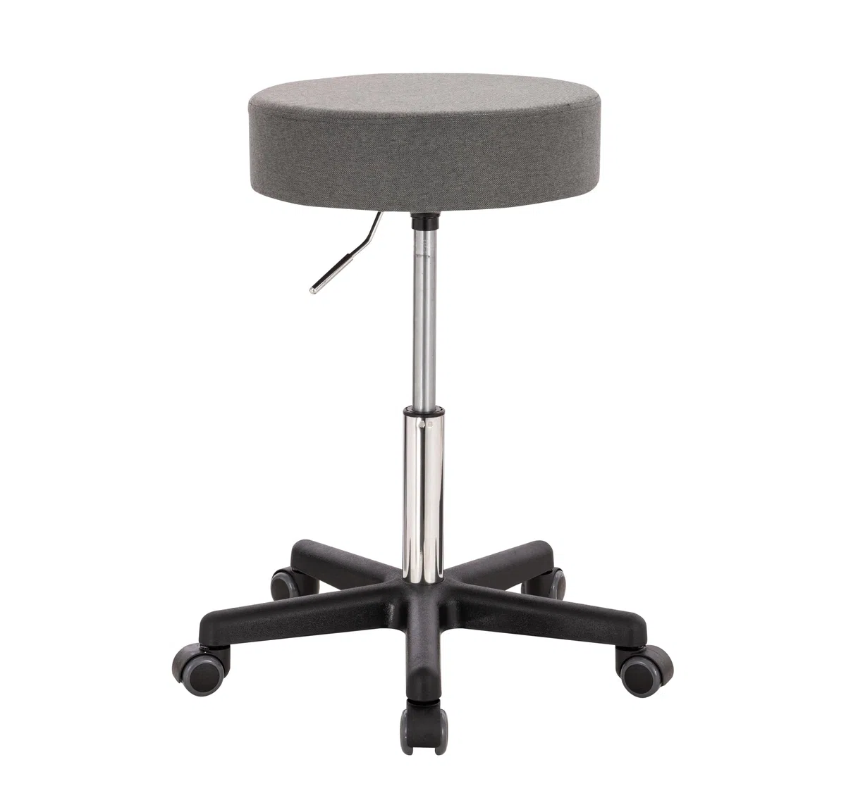 XL Profi Rollhocker, 40cm Sitzbreite, Sitzhöhe bis 70cm, Stoff Grau | 1stuff-Qualität vom Fachhändler, Bürohocker höhenverstellbar, Drehhocker 360°, hohe Belastung, Arzthocker, Stoffbezug