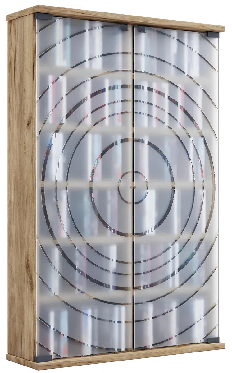 VCM Holz CD DVD Stand Regal | platzsparender CD Schrank mit 2 ESG-Sicherheitsglastüren für 300 CDs oder 130 DVDs oder 72-Videos | Maße: H. 92 x B. 60 x T. 18 cm | 10 Variable Einlegböden – Tilano L