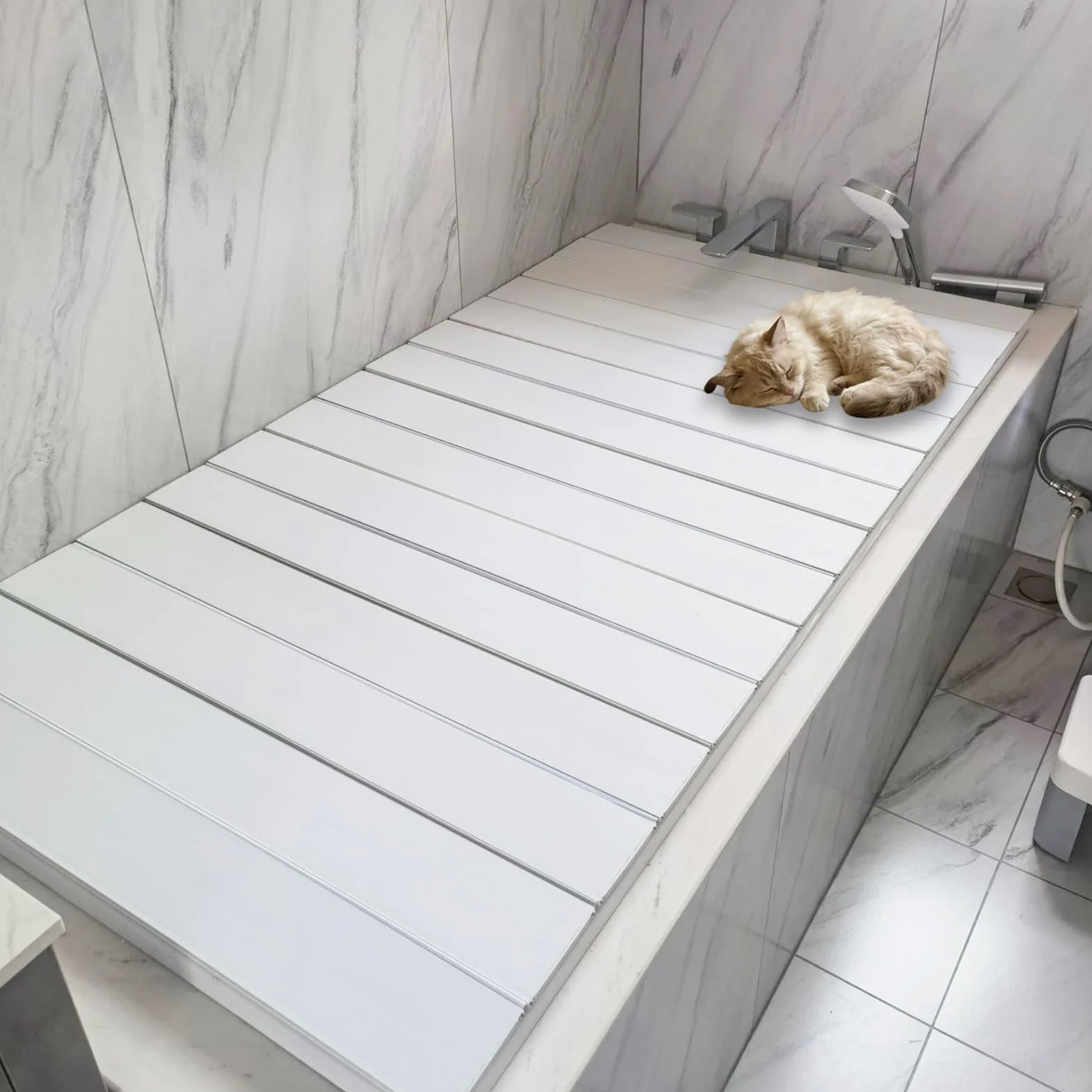 Badewannenabdeckung, 160×70×0,7cm PVC Faltbar Badewanne Brett Staubdichtes wasserdichte Badewannentablett, Badewanne Dämmplatte für Hause Badezimmer Hotelbad SPA Erfahrung