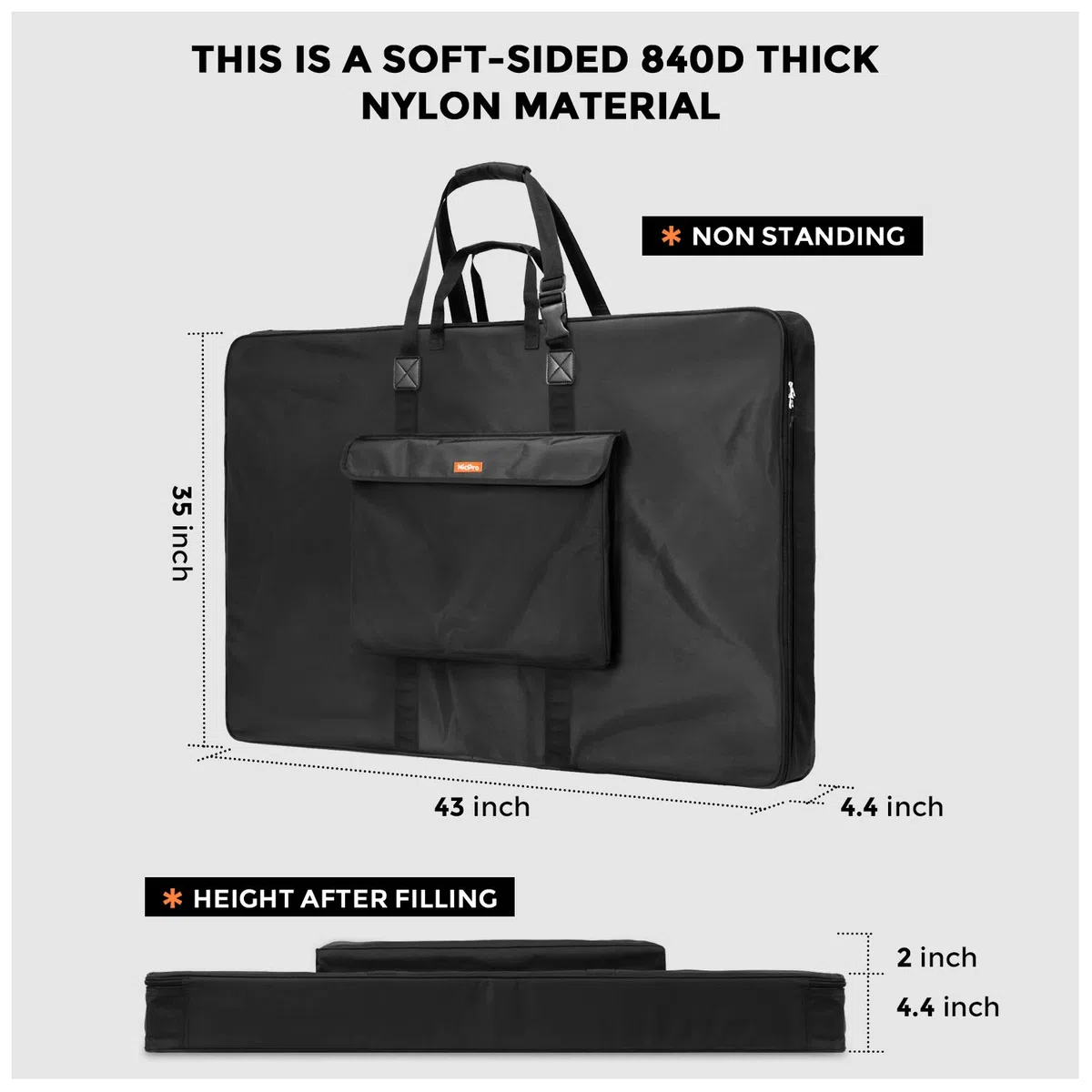 Nicpro Kunst-Portfolio-Tasche, schwarz / schwarz, 34 x 42 inch, Modern