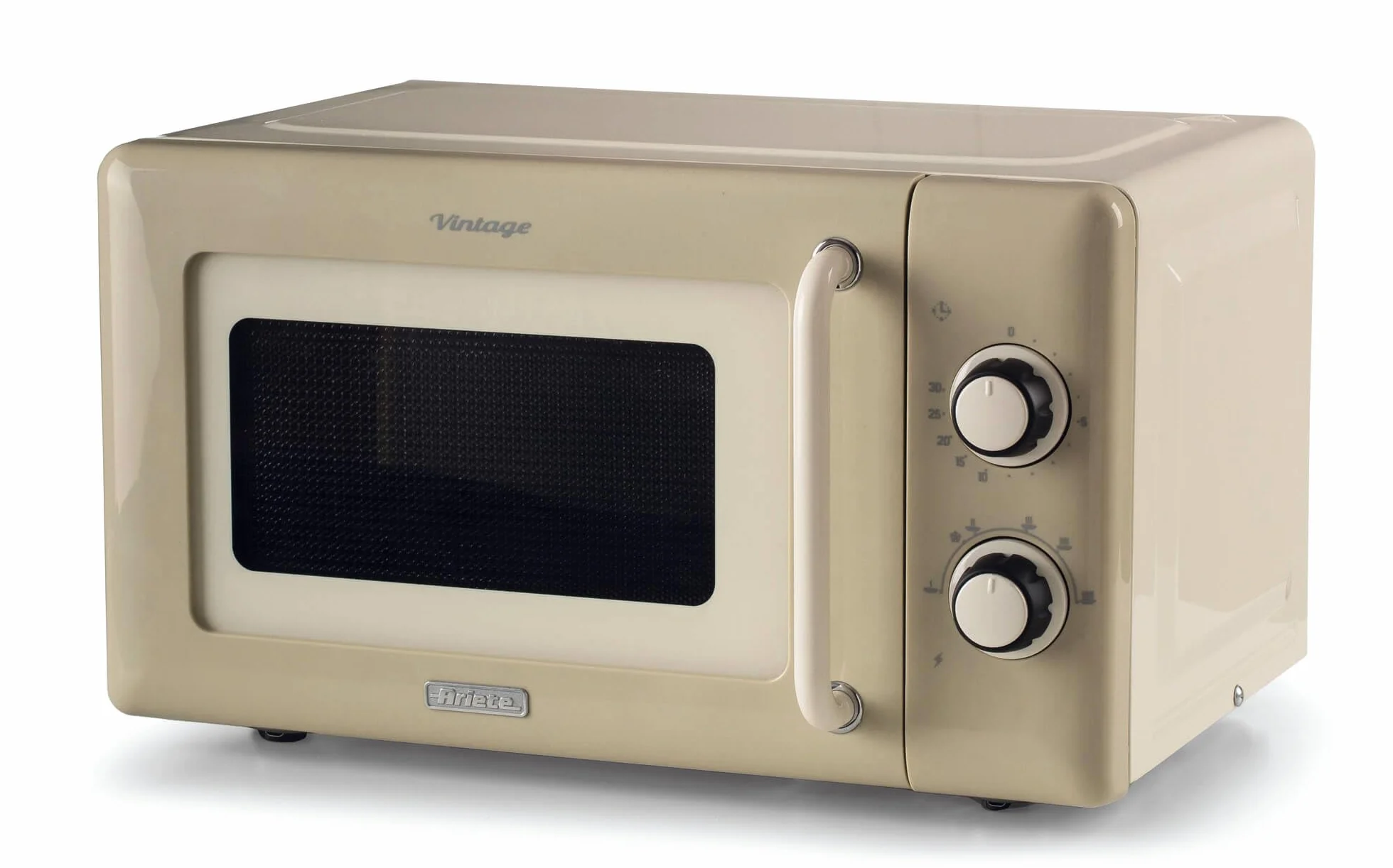 Ariete 3960 Mikrowelle Vintage, 800 W, Fassungsvermögen 20 l, 3 Funktionen, 6 Kochstufen, Timer, Beige
