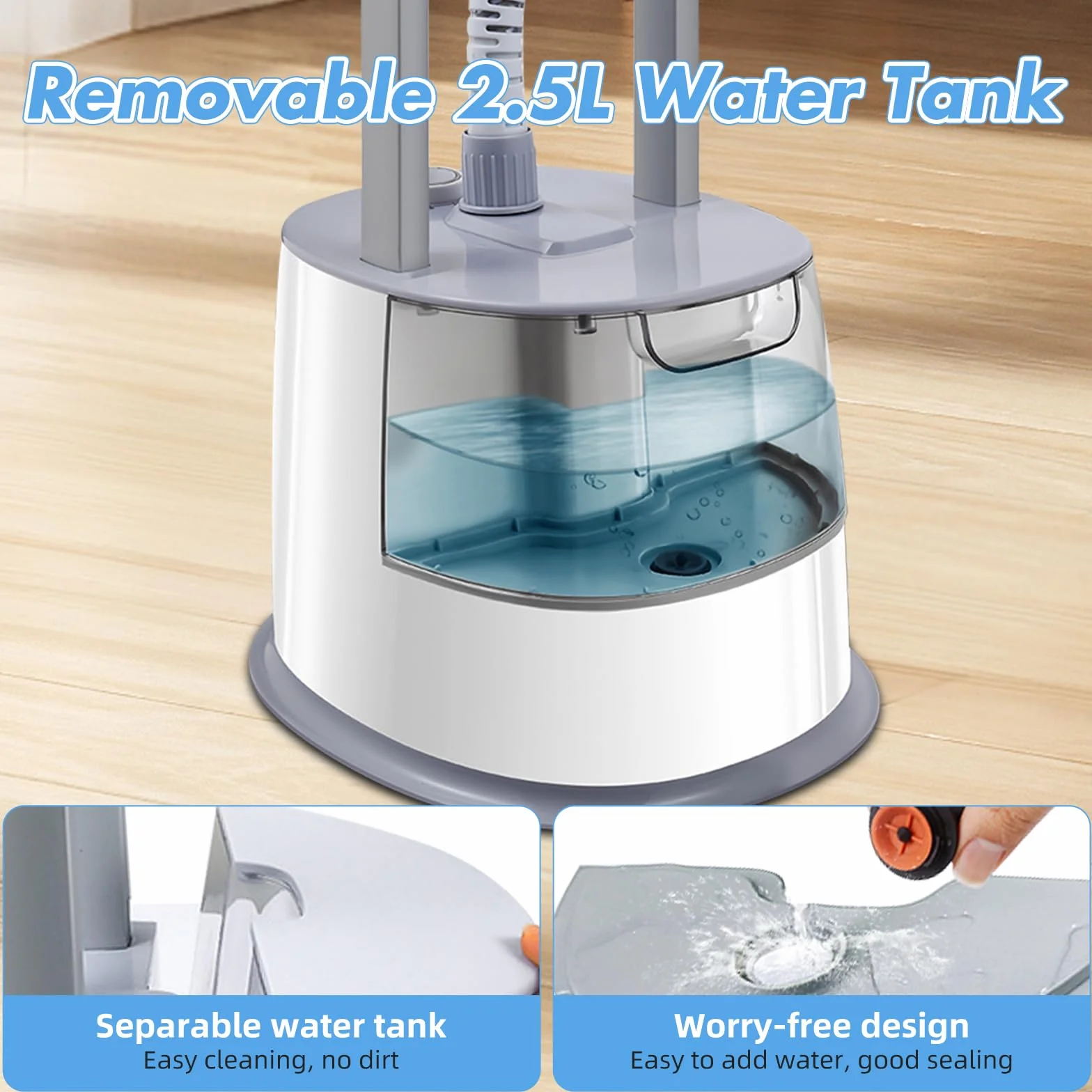 Dampfglätter Vertikaler Steamer, Dampfglätter 2000W mit 45g/min Dampfleistung Professioneller Hemdenbügler mit Höhenverstellung Inklusive Bügelbrett und 2.5L Wassertank für Alle Stoffe