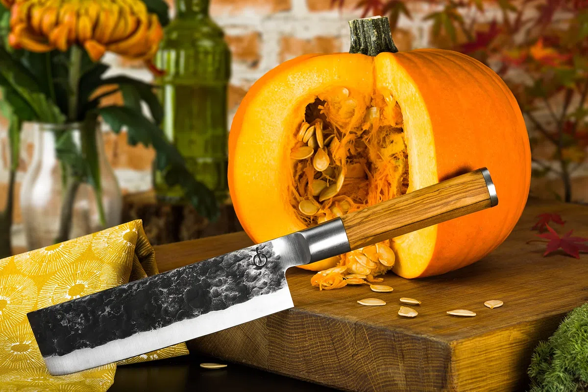 Forged Olive Hackmesser 17cm, handgefertigt, in Holzkiste