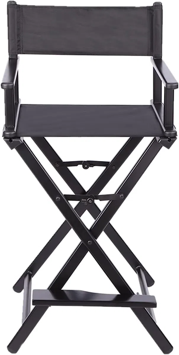 Professioneller faltbarer Direktorssitz - hoher Make-up-Artist-Sitz aus Aluminium für Kunden, tragbarer Regiestuhl, Camping-Chaise (Schwarz)