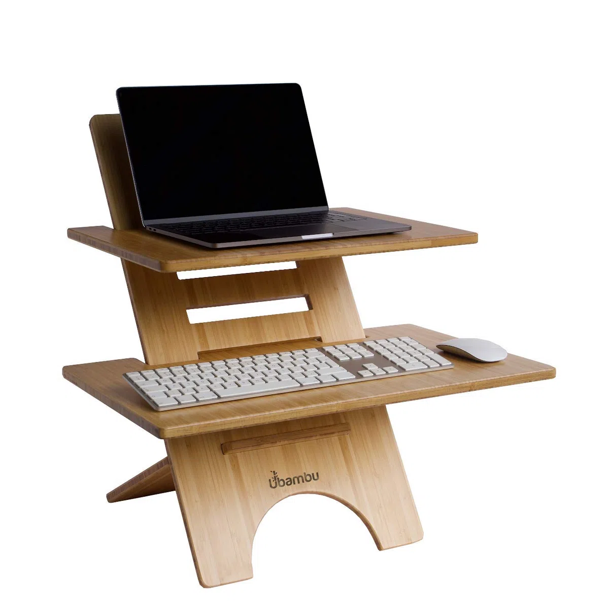Ständer - Höhenverstellbarer Schreibtisch - Standing Desk - Schreibtischaufsatz - Stehpult Höhenverstellbar - Stehschreibtisch Aufsatz - Hergestellt Aus 100% Bambus - Für Tisch Erhöhung Büro