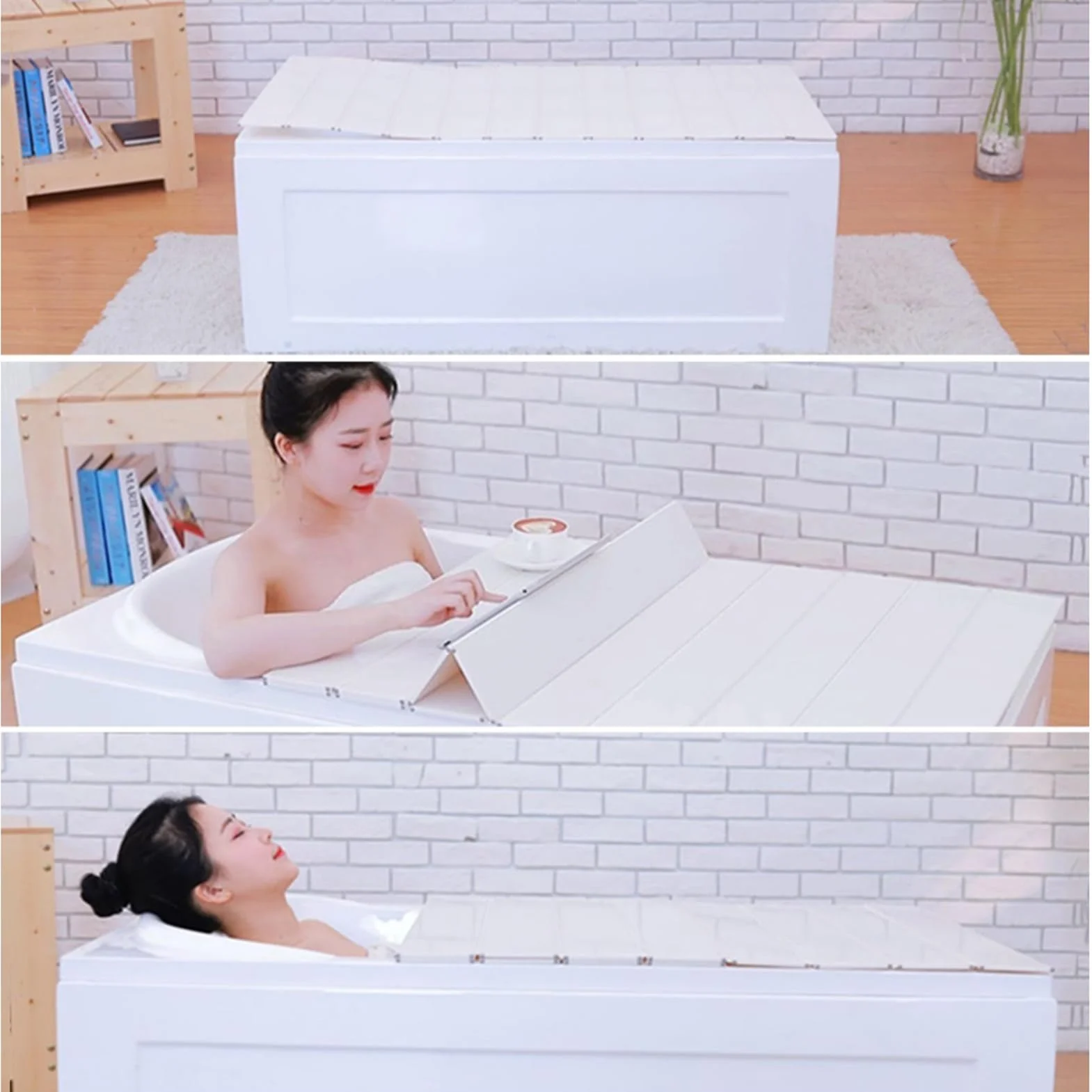 Badewannenabdeckung, 160×70×0,7cm PVC Faltbar Badewanne Brett Staubdichtes wasserdichte Badewannentablett, Badewanne Dämmplatte für Hause Badezimmer Hotelbad SPA Erfahrung