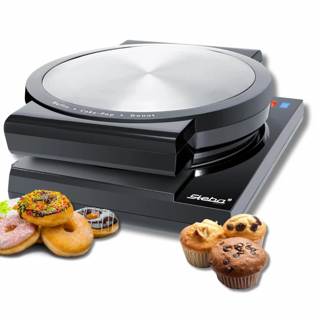 Steba Elektrogeräte Cake Maker 3 in 1, 3 antihaftbeschichtete Platten für Cake-Pops, Muffins und Donuts, Platten sind auf Knopfdruck leicht herausnehmbar, inkl. Cake Pop Halterung und Sticks, 800 Watt