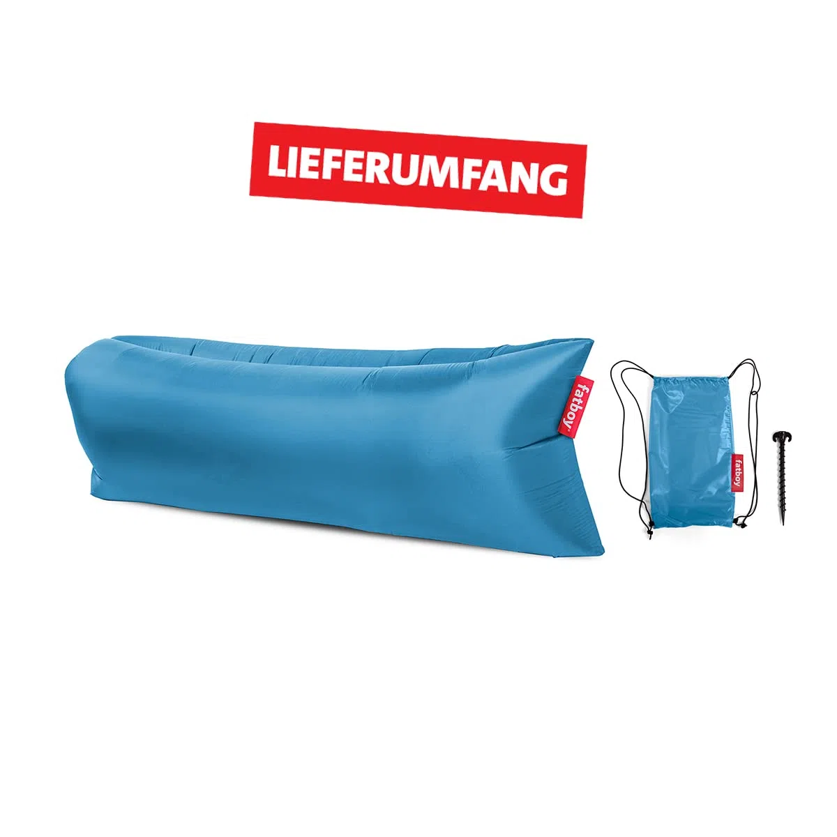 Fatboy Lamzac 3.0 Aufblasbares Sofa - Aufblasbare Couch - Keine Luftpumpe Nötig - Indoor und Outdoor Luftsofa - Wasser- und Schmutzabweisende Mini Couch aus Polyester - 200 x 90 x 50 cm - Himmelblau