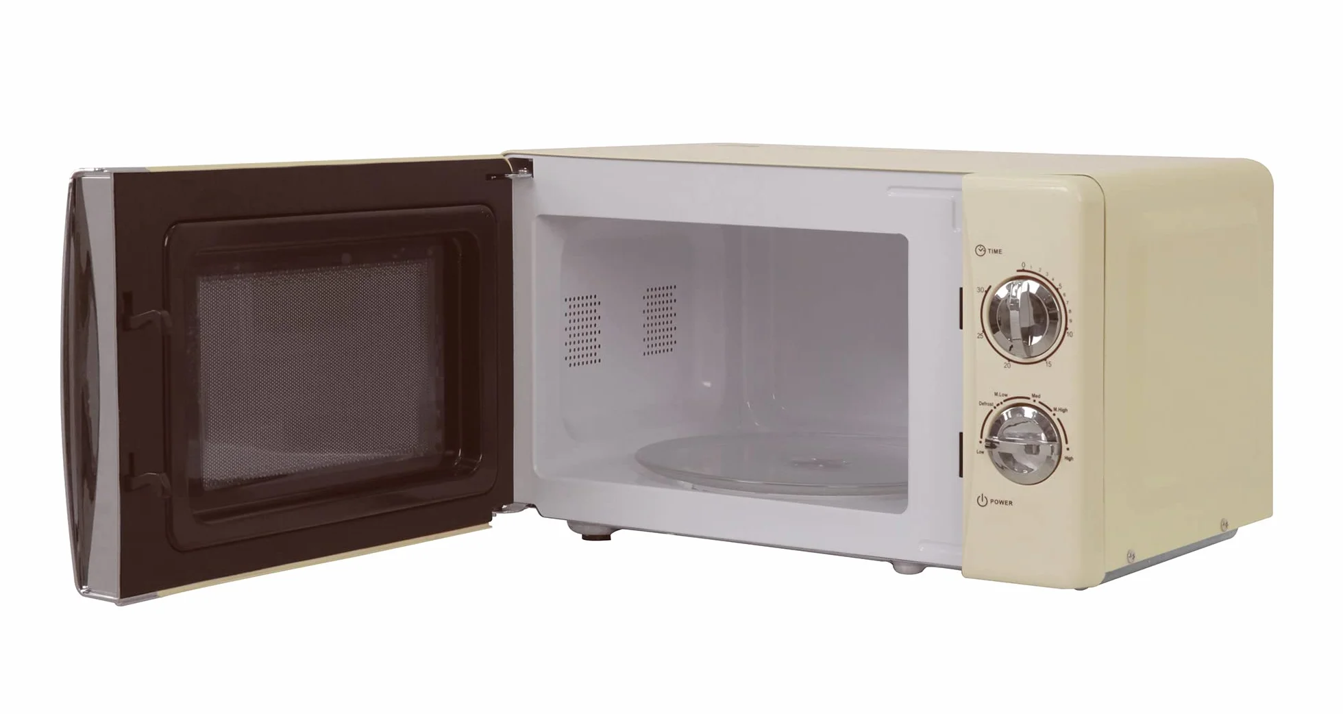 Russell Hobbs RHMM701C Manuelle Solo-Mikrowelle mit 5 Leistungsstufen, Klingelton und Timer, Auftaufunktion, einfache Reinigung, 17 L, 700 W, Cremefarben