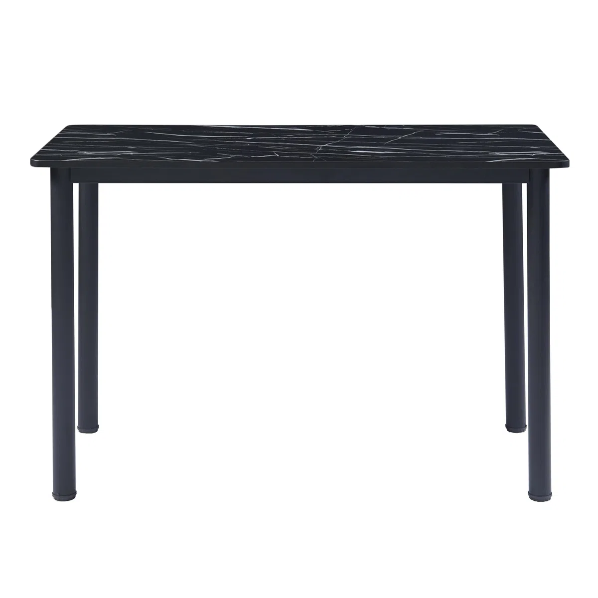 [en.casa] Esstisch Tammela Küchentisch für 4 Personen 120 x 60 cm Esszimmertisch rechteckige Tischplatte Stahlbeine Marmoroptik, schwarz