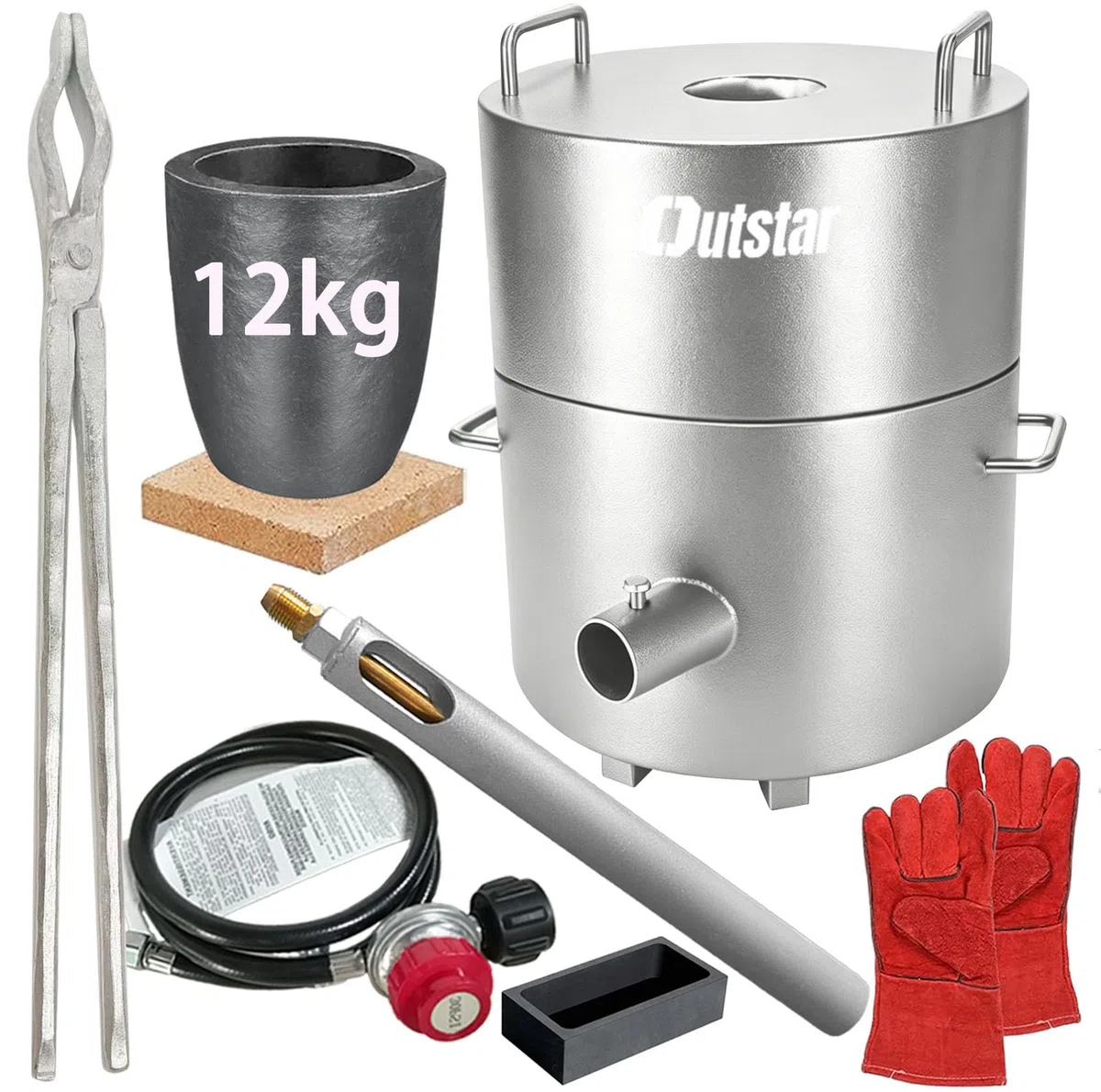 12KG Propan-Schmelzofen-Set, Große Kapazität und Verbesserte Sicherere Brennofen Gießerei Ofen Schmelzen Gold Silber Kupfer Aluminium Metall Recycling für Schmuck Herstellung und Metallgießen