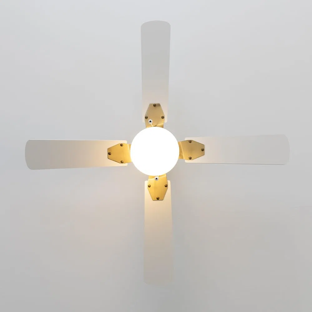 Cecotec - Deckenventilator mit Licht EnergySilence Aero 450 GoldWhite, 50W DC Motor, Durchmesser 106 cm, 3 Geschwindigkeiten, 4 umkehrbaren Flügeln und Winter-Sommer-Modus