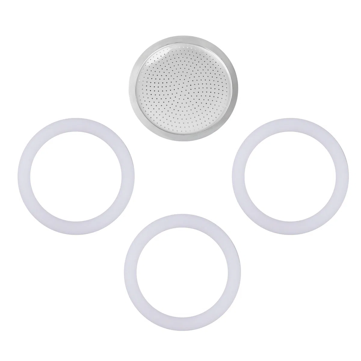 Wedrink Moka pot Dichtung und Filter Kaffeemaschine Universal für 6 Tassen Aluminium Mokka Ersatz (3x Moka Pot Silikon Gasket + 1 Aluminium Filter)