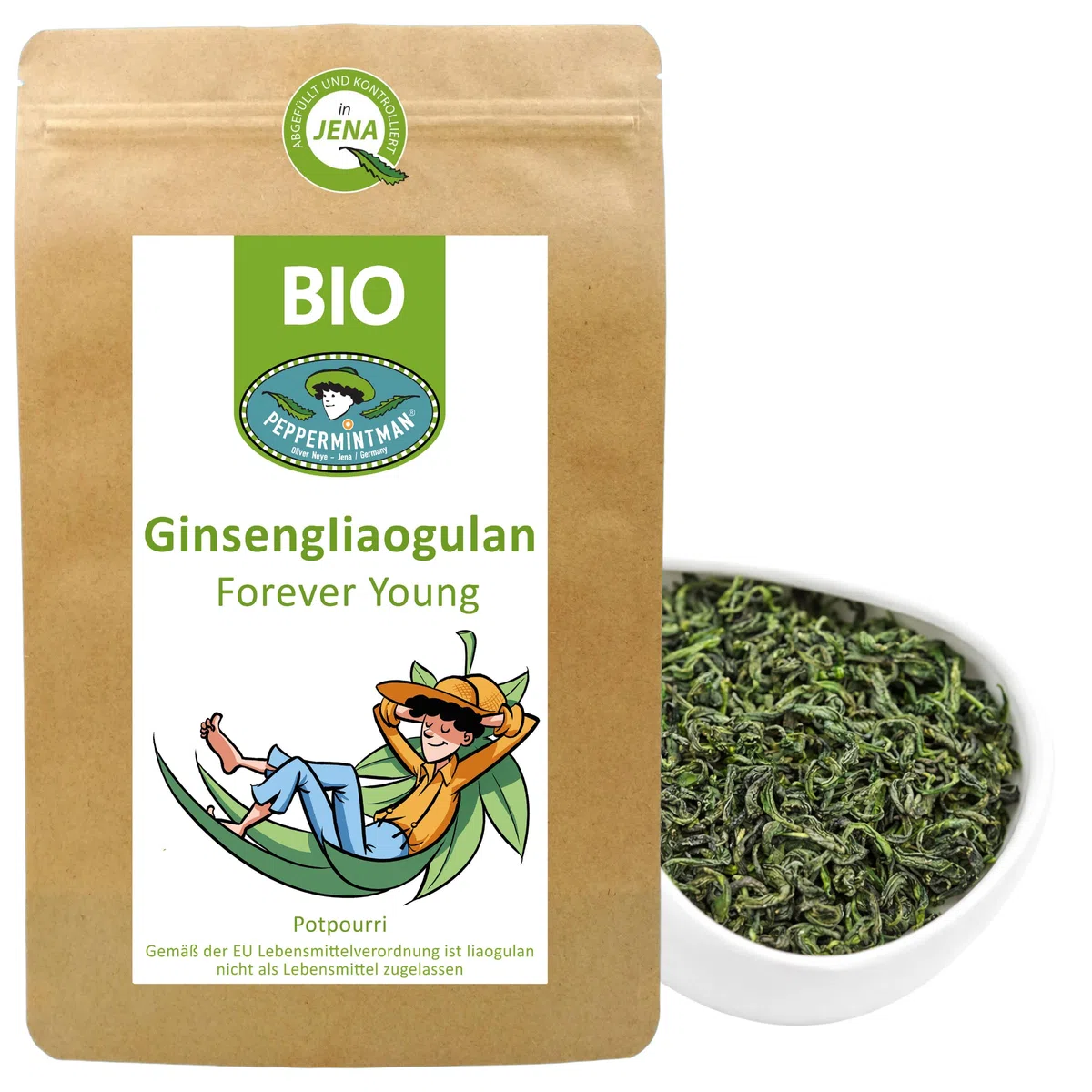 Ginsengblätter 1000 g - Forever Young - traditionelle gerollte Blätter - PEPPERMINTMAN - Potpourri