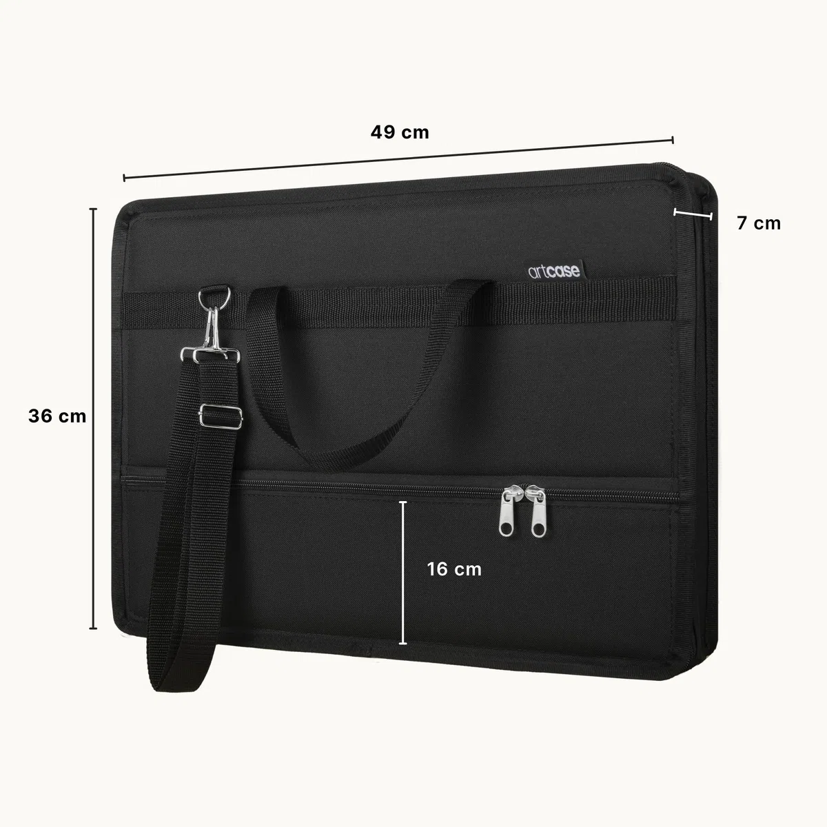 Le'arte Artcase max DIN A3 – Harte Künstlermappe, Zeichenmappe A3, Dokumententasche, 49 x 36 x 7 cm, Kunst-Transportmappe, Wasserdicht, Großformat, Hardcover (Black)